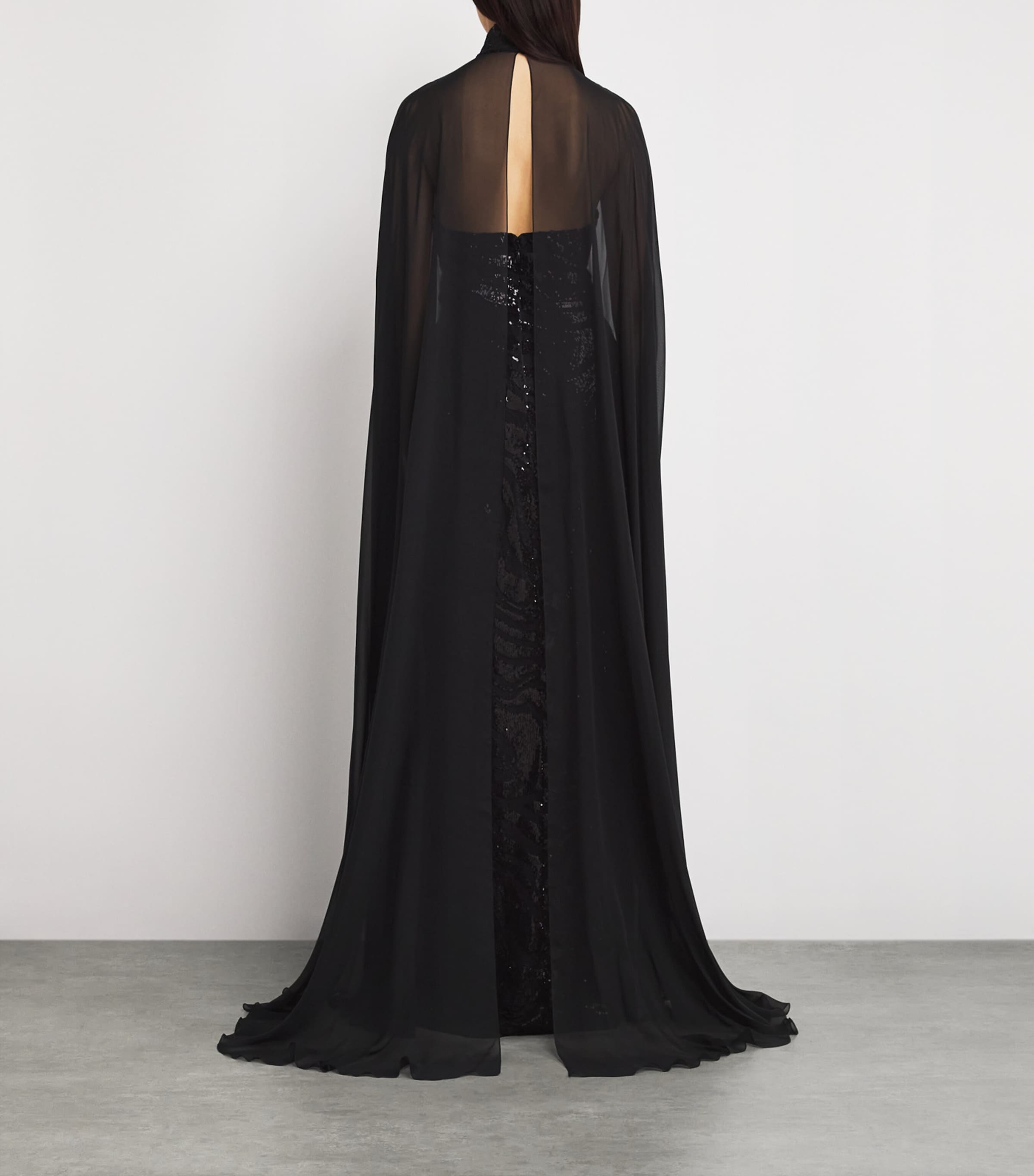Sequinned Cape Gown 190000 BLACK Image 3