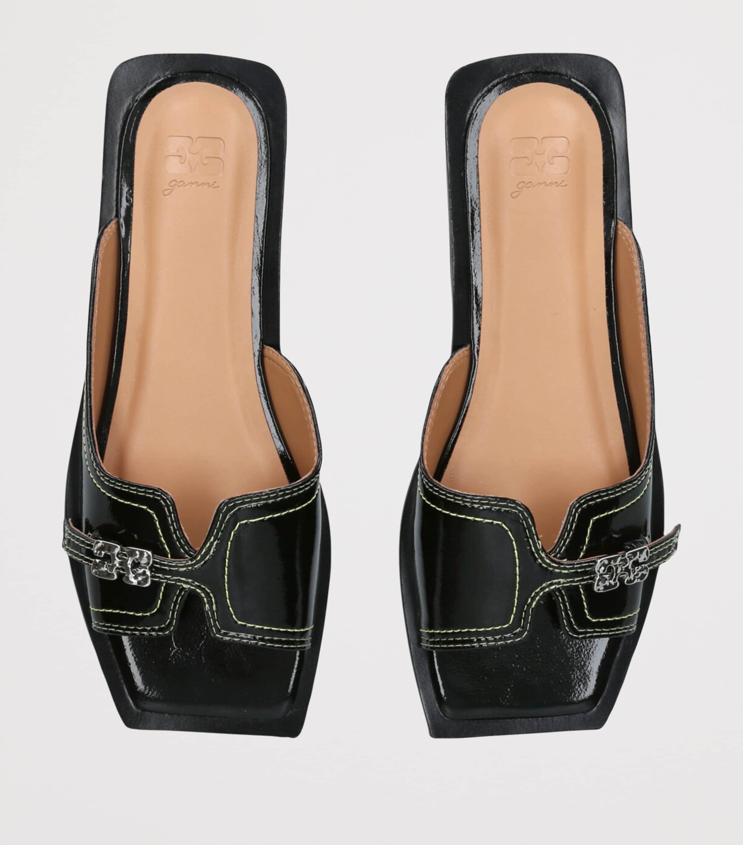 GANNI Patent Butterfly Flat Sandals Black Image 4