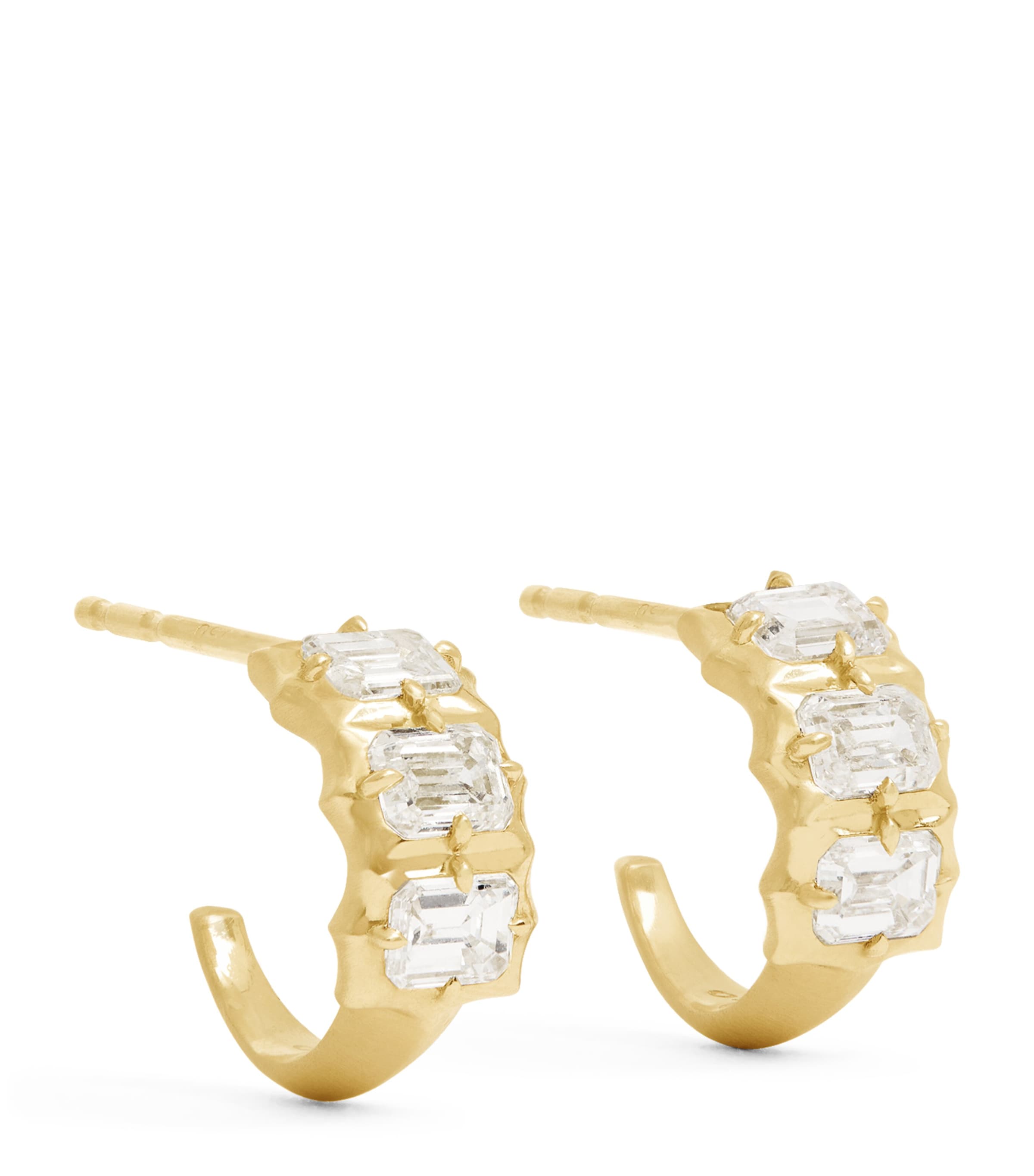 Jade Trau Small Yellow Gold And Diamond Alchemy Vanguard Hoop Earrings In Gold