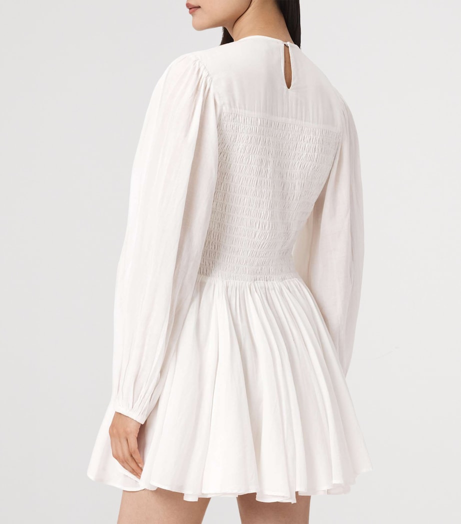 AllSaints Womens Smocked Chia Mini Dress White Image 4