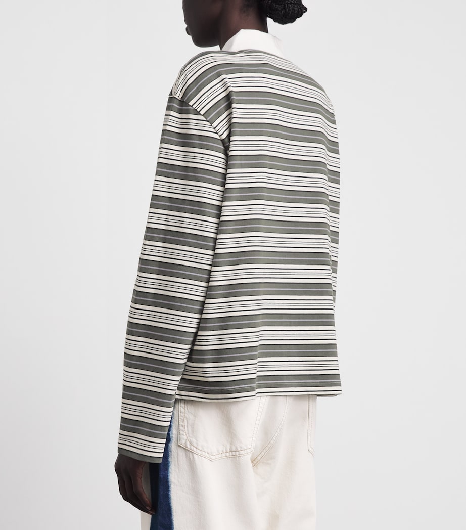 Rag & Bone Womens Cotton Stripe Kelly Rugby Polo Shirt Greenmult Image 5