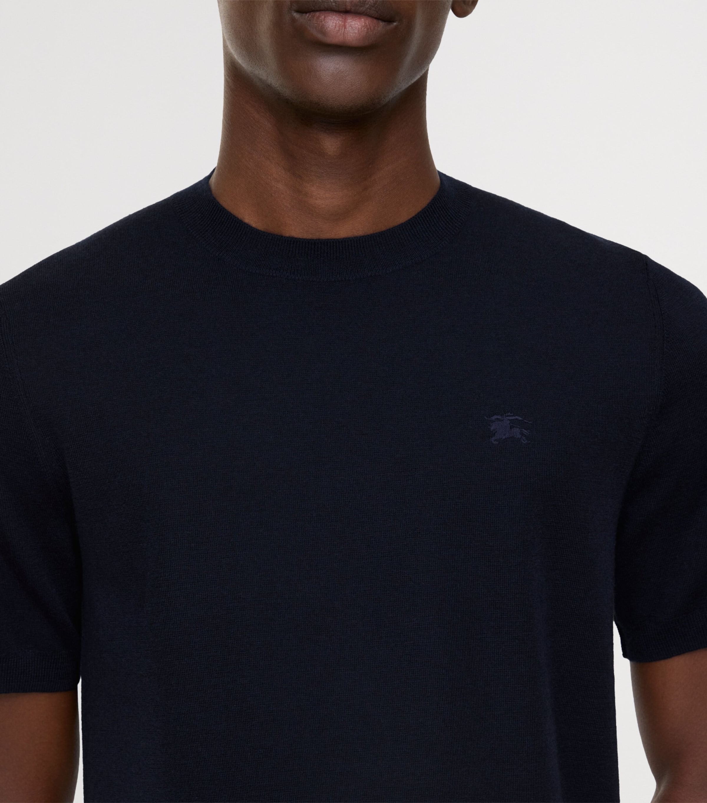 Burberry Mens Cashmere T-Shirt Navy Image 3