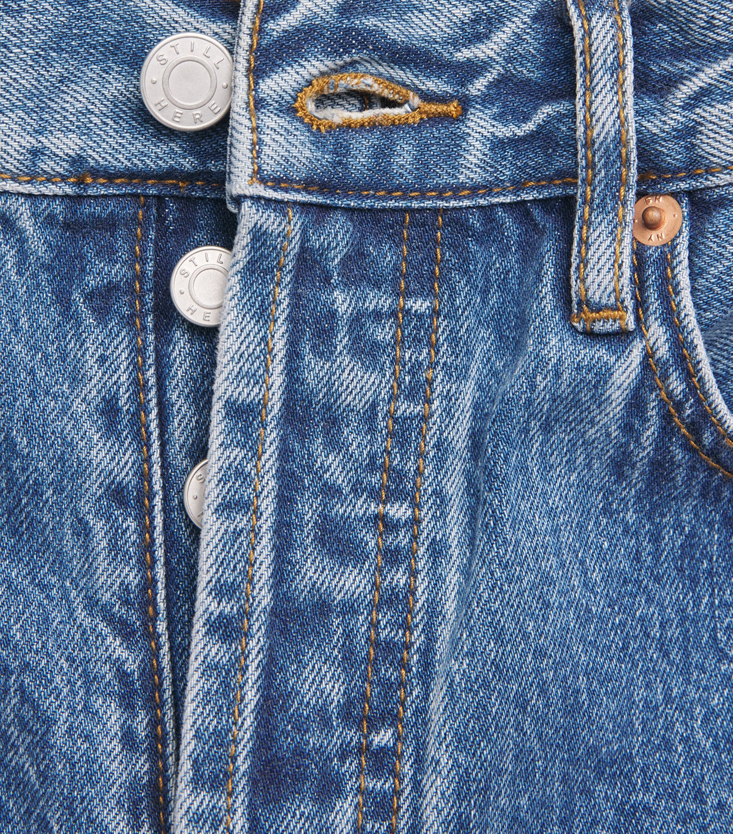 STILL HERE Womens Cut-Out Cowgirl Straight Jeans Classic Blue Image 6