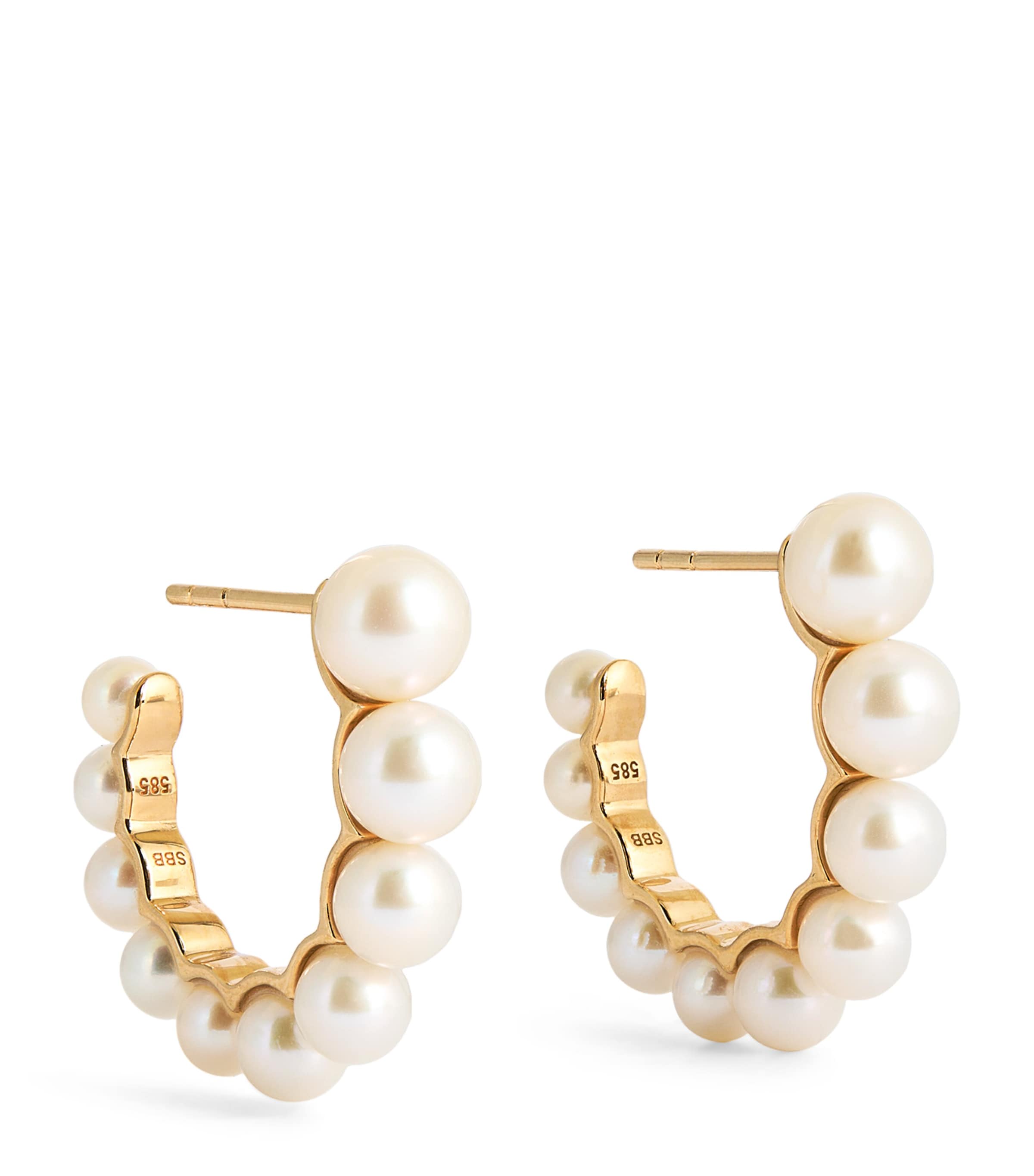 Sophie Bille Brahe Yellow Gold And Freshwater Pearl Boucle De Perle Hoop Earrings In White