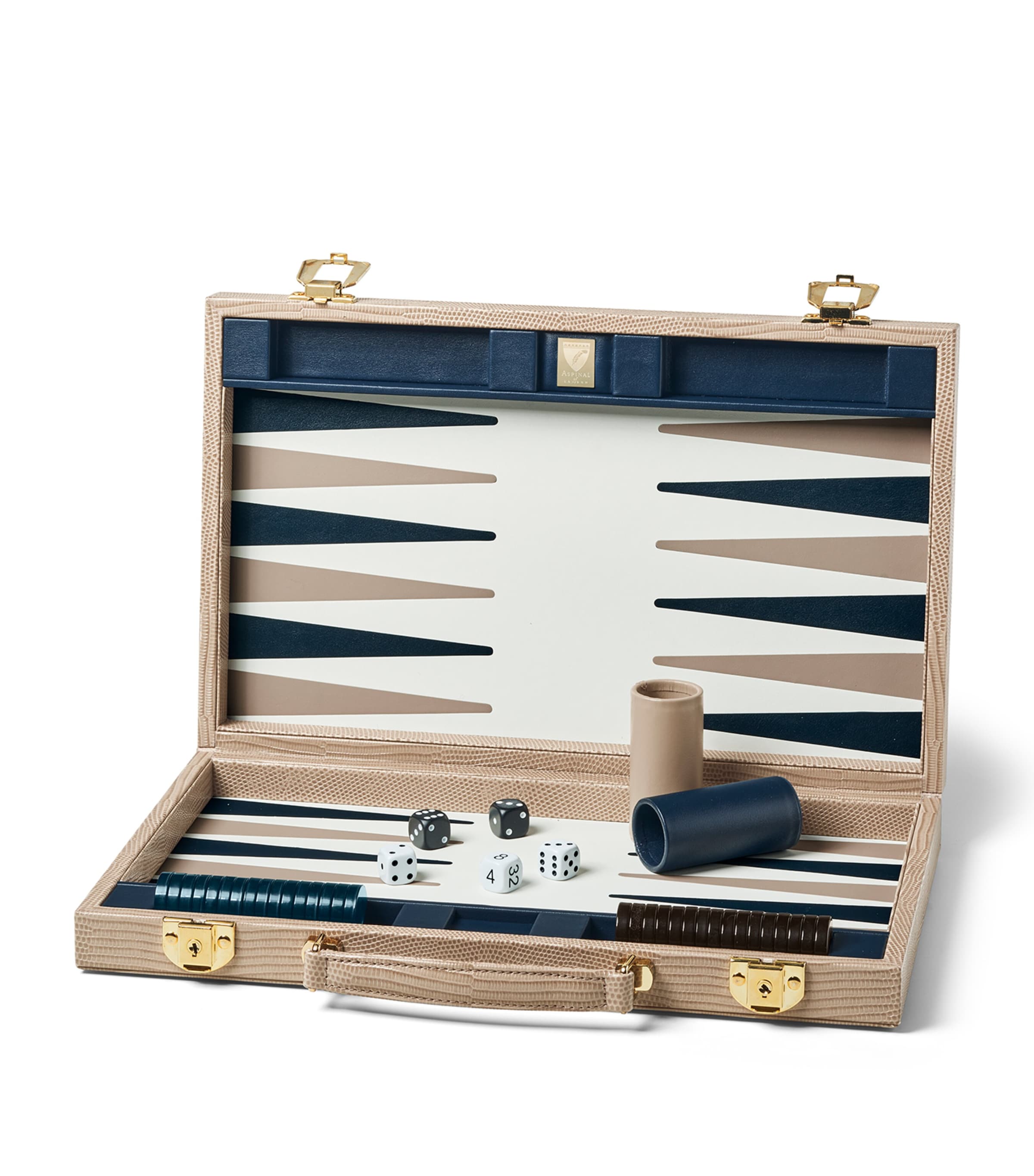 Aspinal Of London 15-inch Lizard-effect Leather Backgammon Set In Neutral