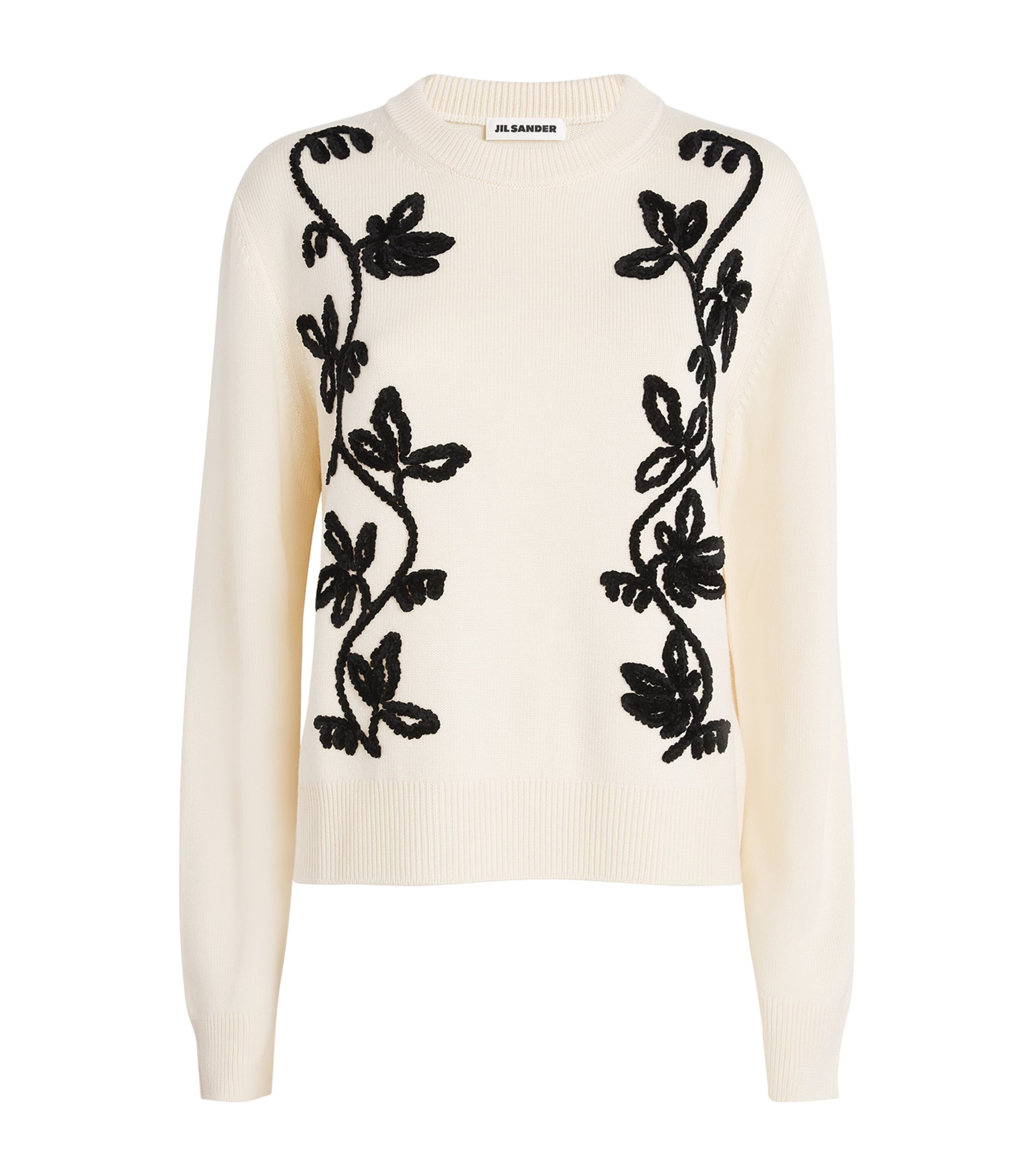 【JIL SANDER】Wool sweater with floral pattern/関税送料込み Jil Sander Wool Floral-Embroidered Sweater | Harrods UK