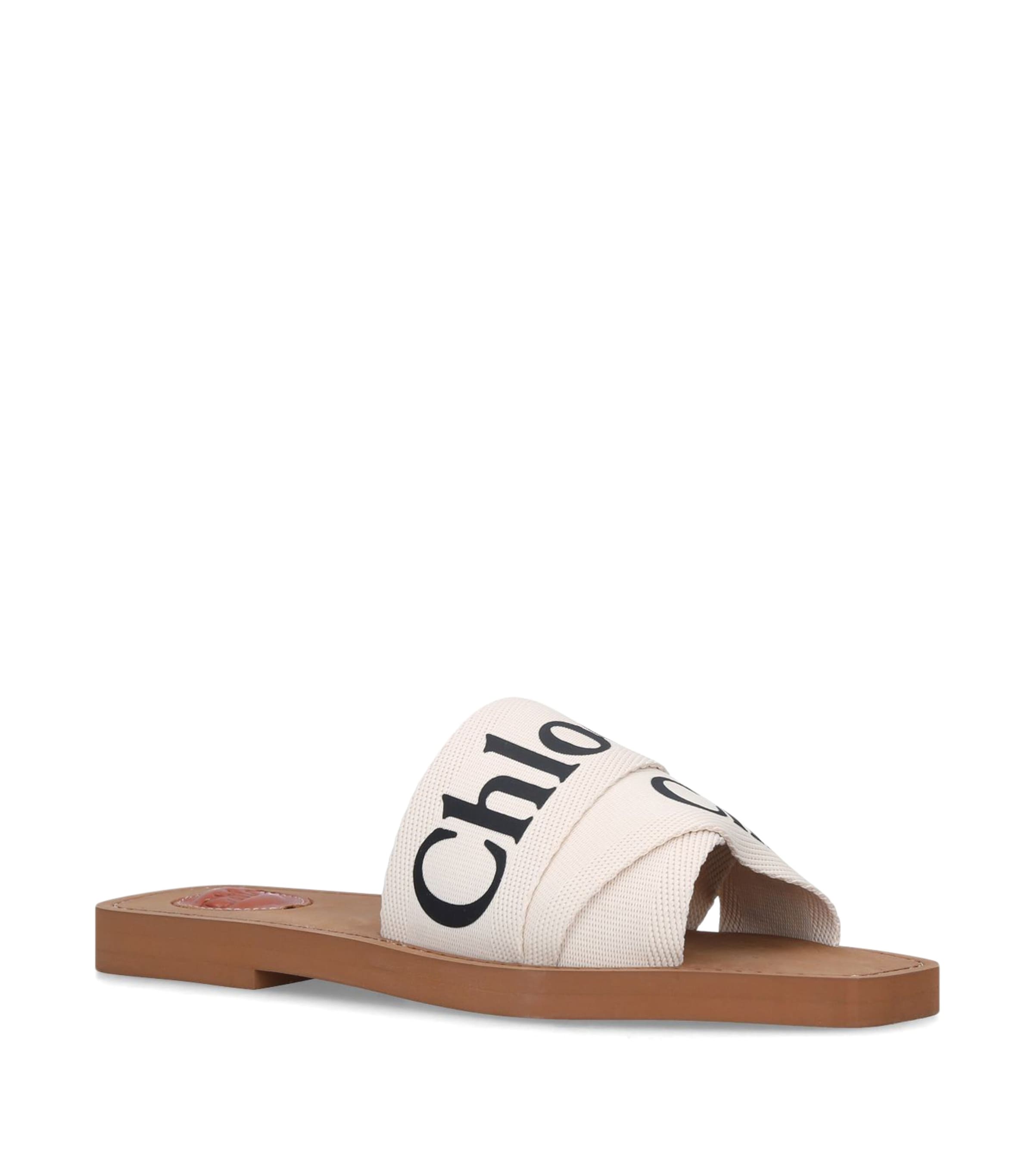 CHLOÉ CANVAS JACQUARD WOODY SANDALS
