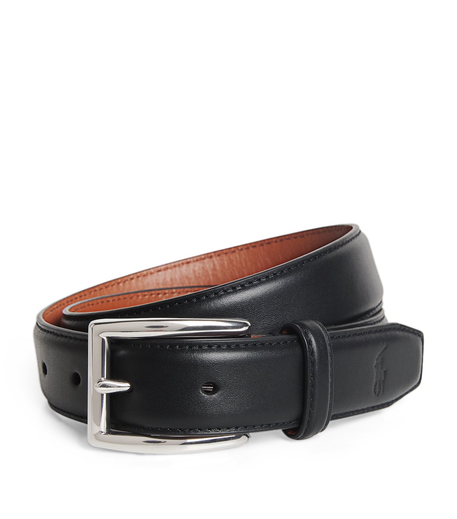 Leather Silver Buckle Belt BLACK Image 1