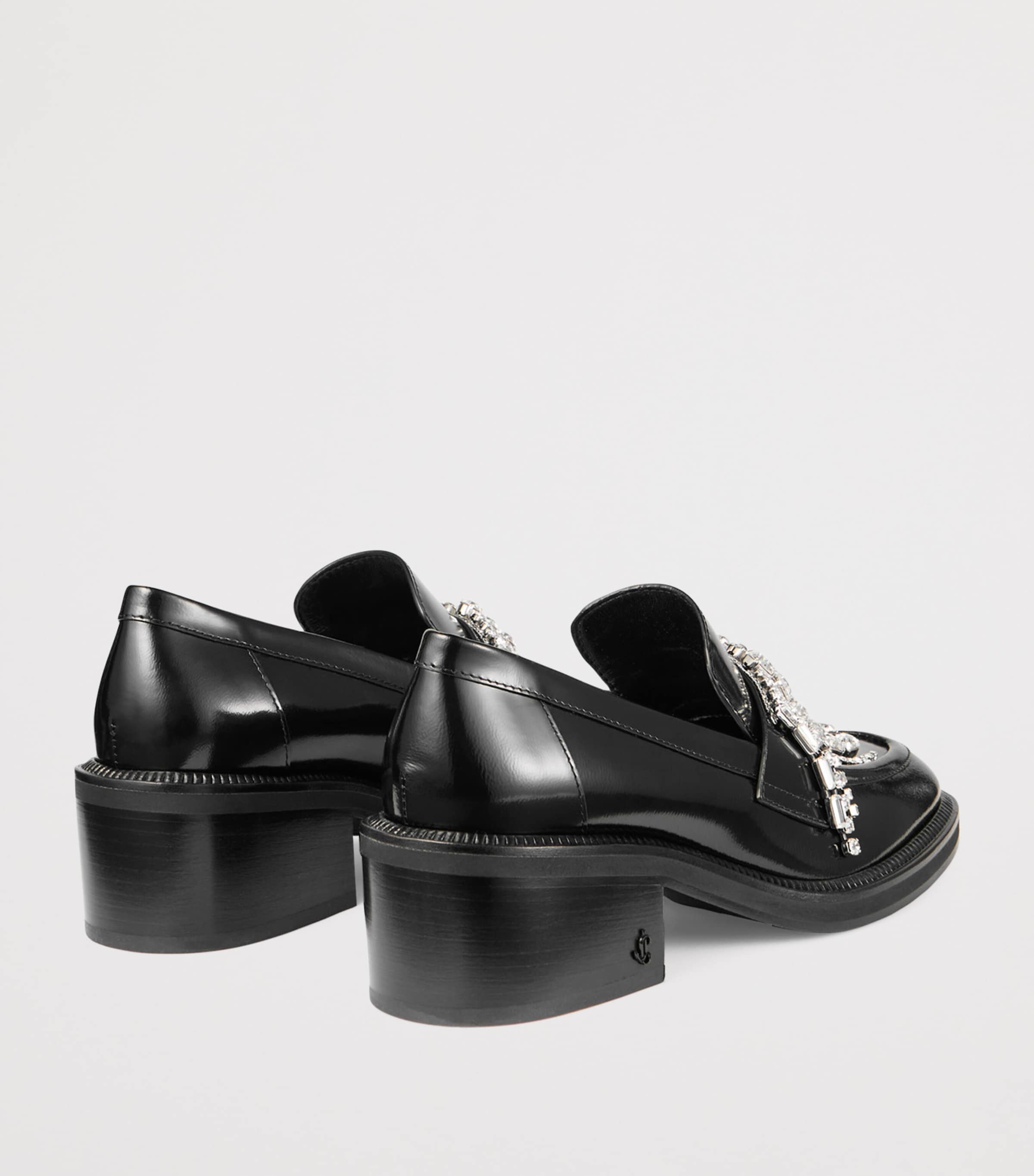 Tylor 60 Leather Heeled Loafers BLACK/CRYSTAL Image 4