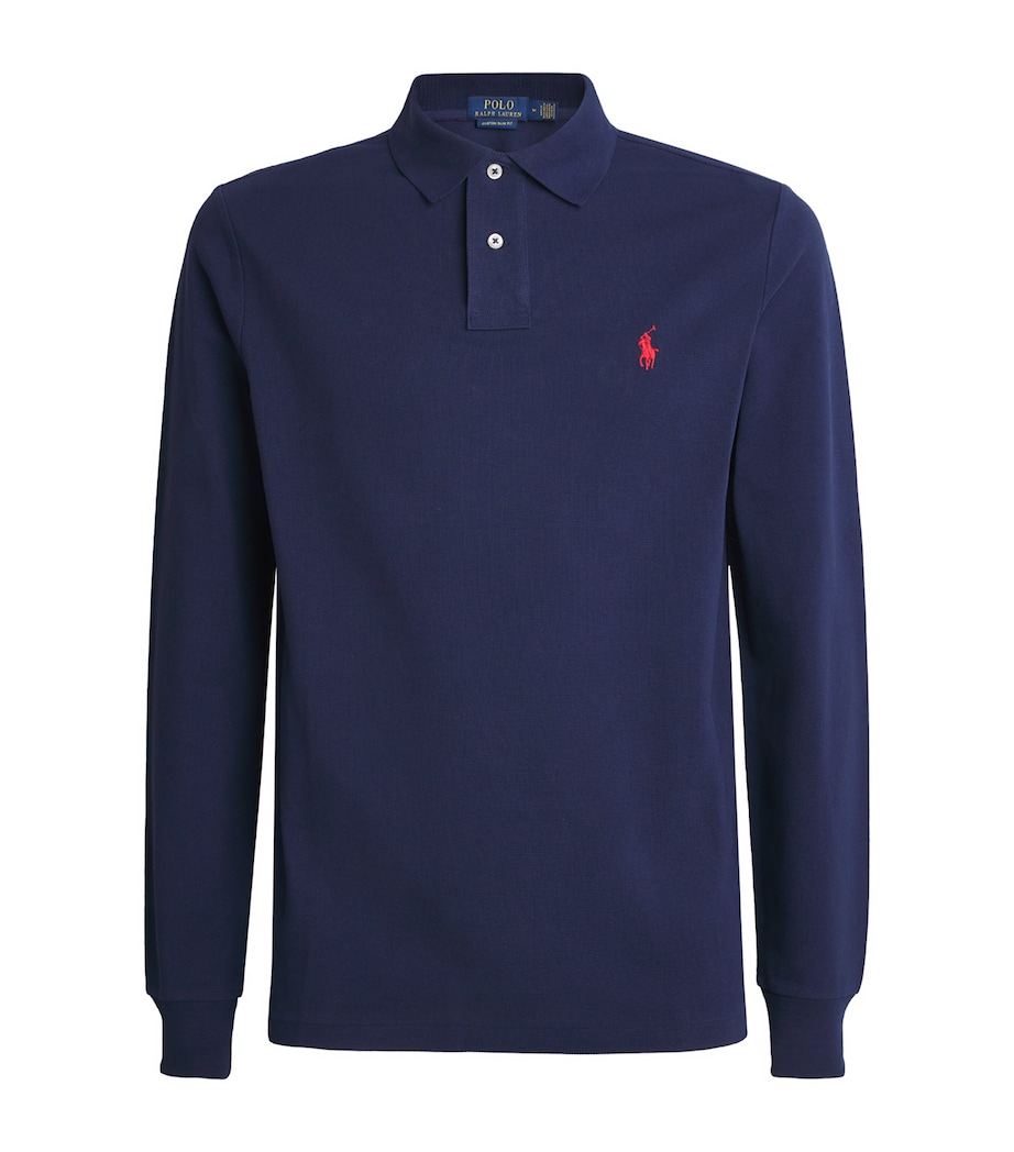 Polo Ralph Lauren Mens Cotton Long-Sleeve Polo Shirt Navy Image 1