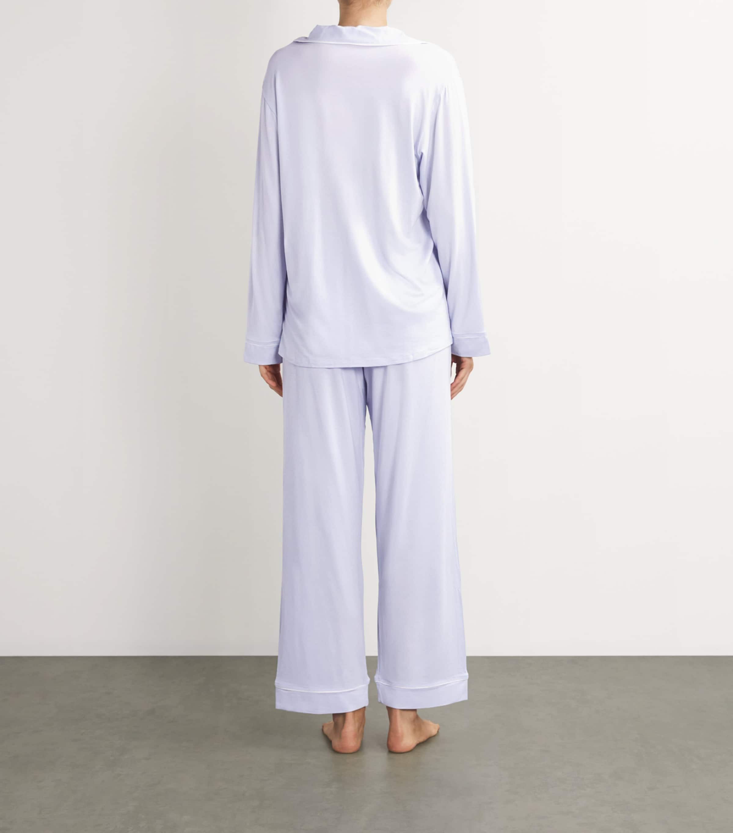 Gisele Long Piped Pyjama Set ICE BLUE/IVORY Image 3