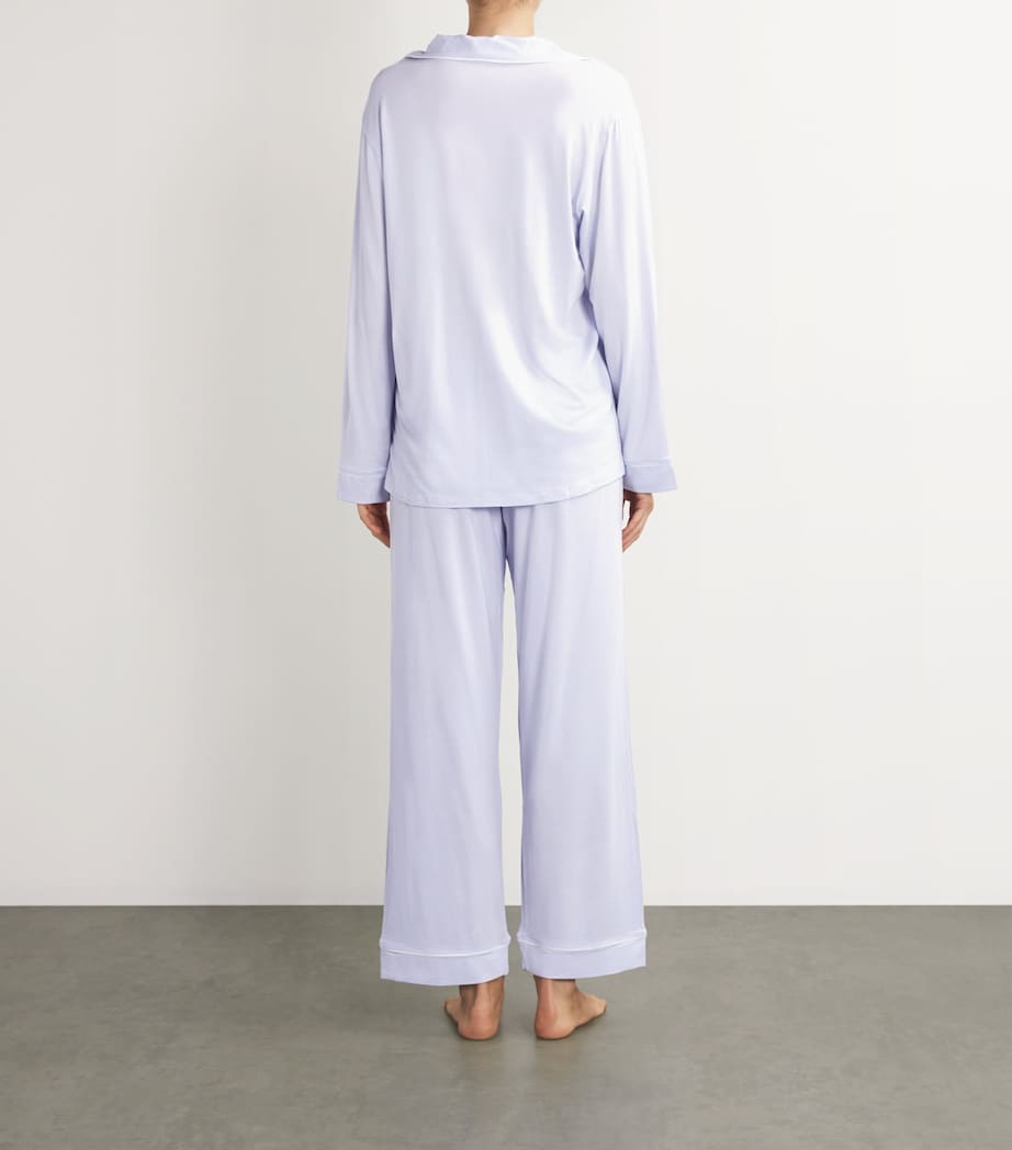 Gisele Long Piped Pyjama Set ICE BLUE/IVORY Image 3