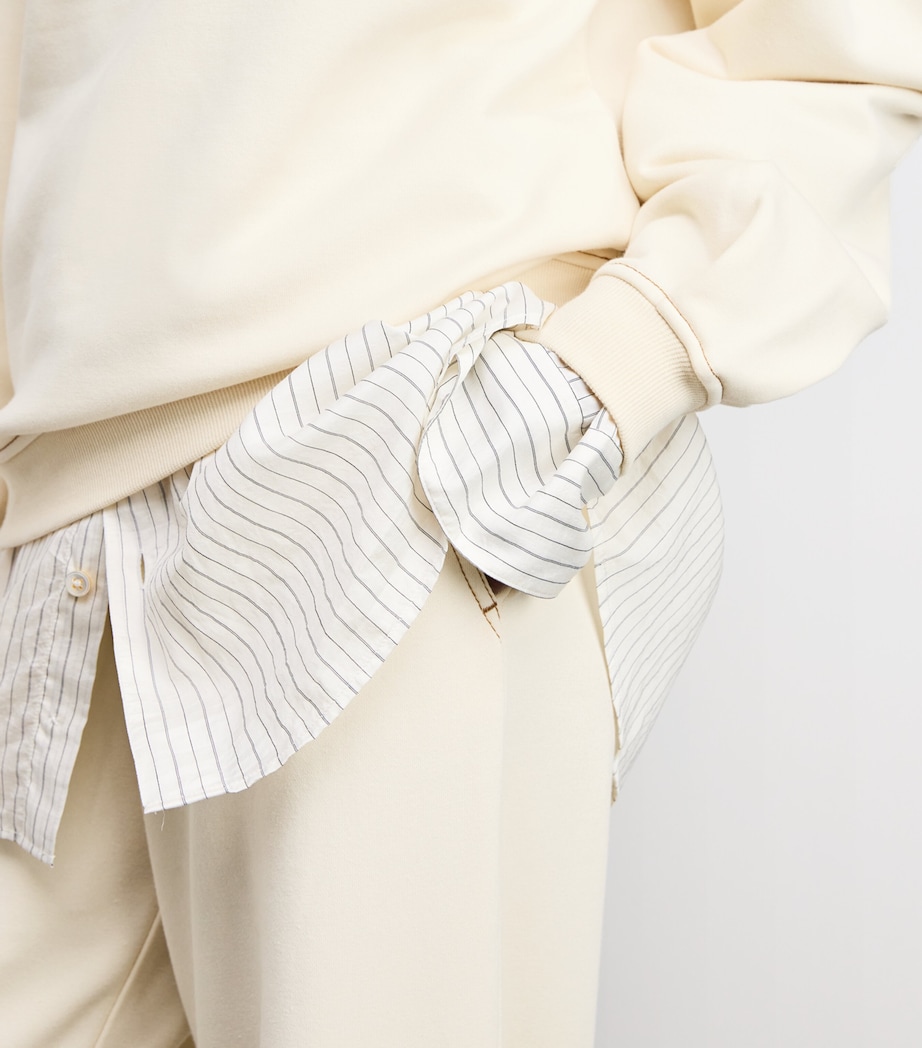 Cotton-Blend Wide-Leg Sweatpants IVORY Image 6
