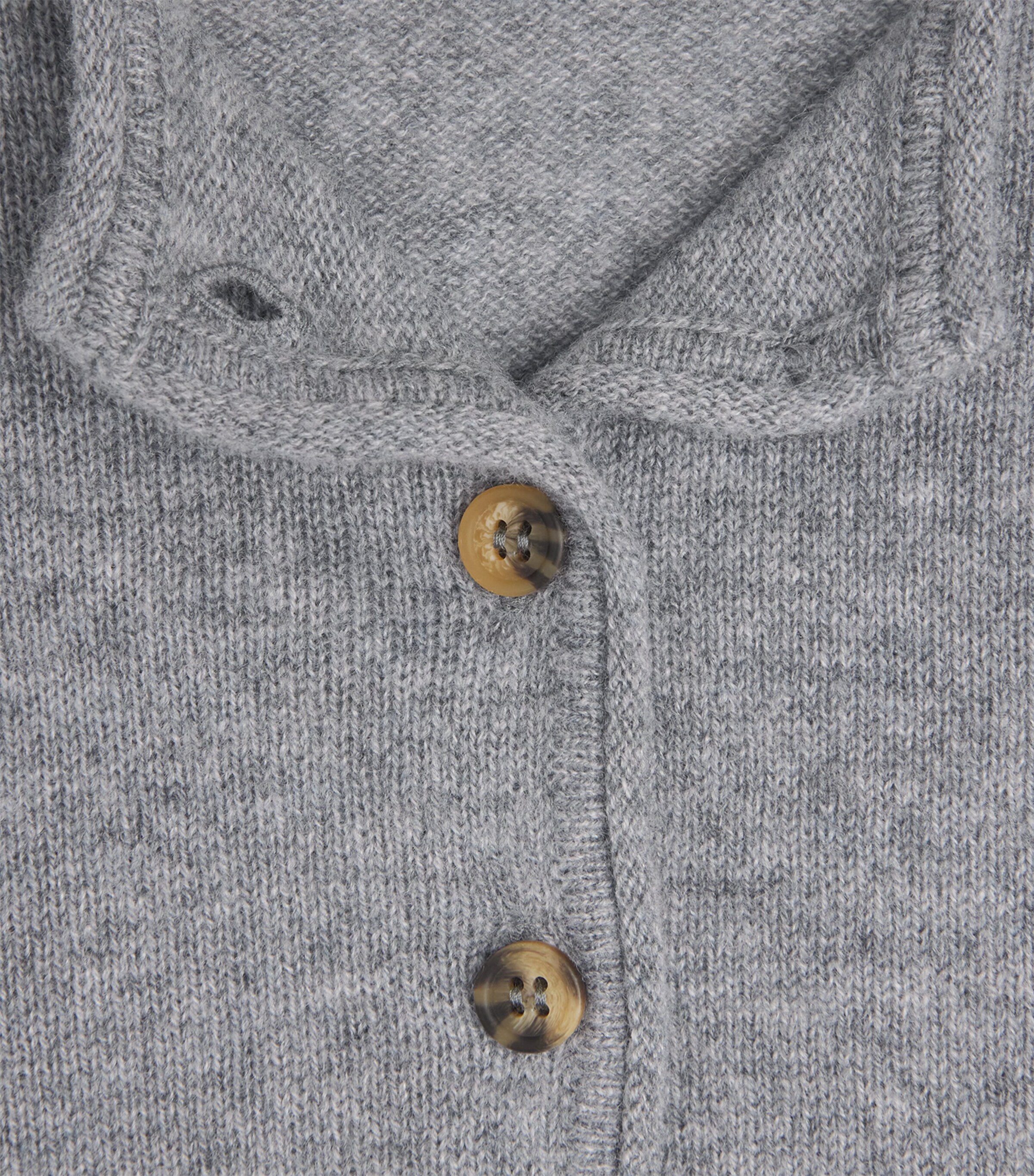 ME+EM Womens Cashmere Roll-Trim Cardigan Grey Marl Image 6