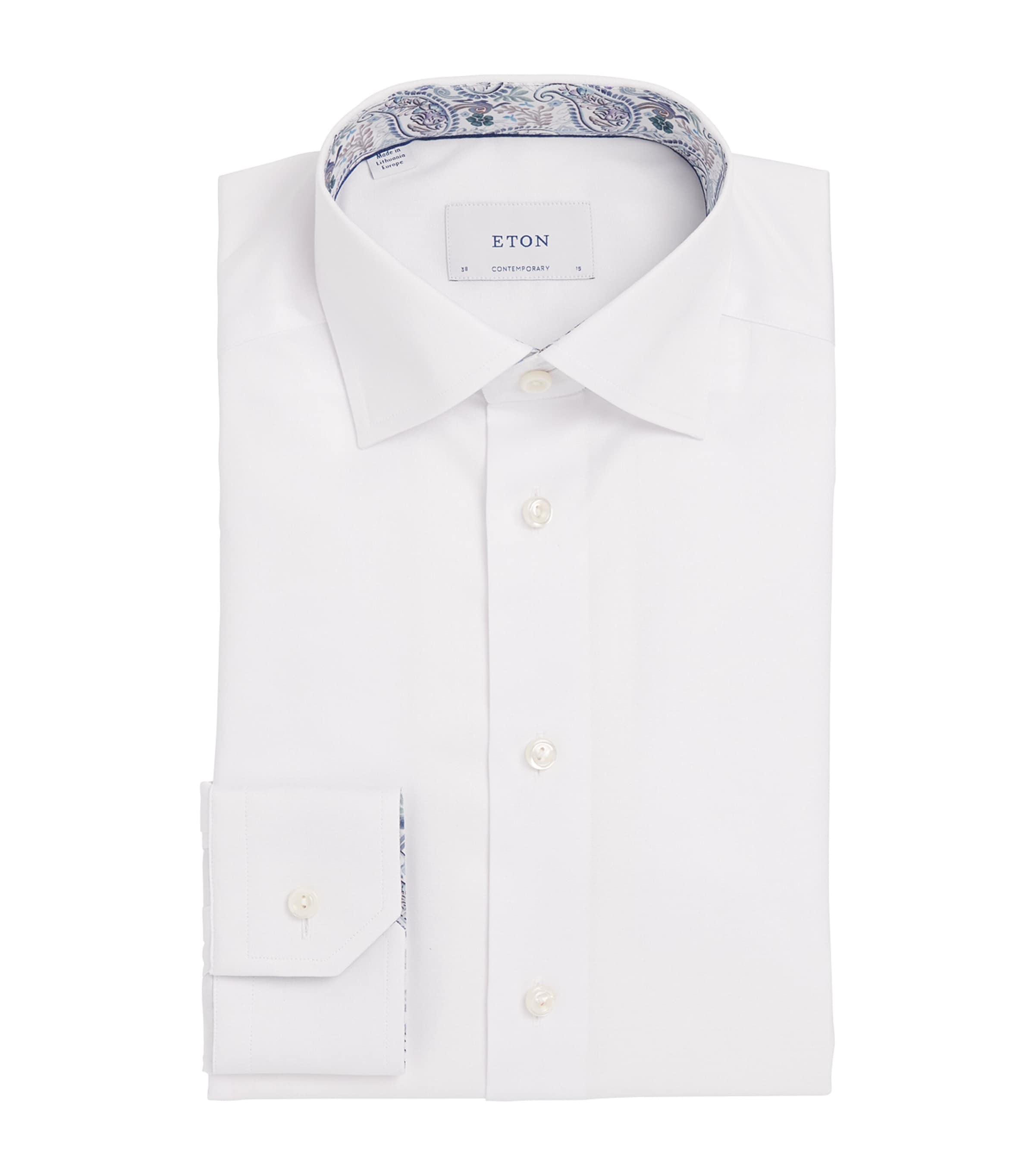 Eton Cotton Paisley-collar Contemporary-fit Shirt In White