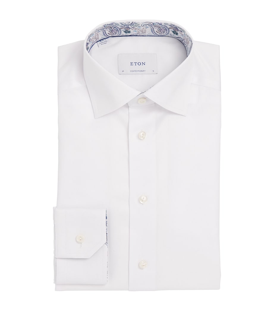 Cotton Paisley-Collar Contemporary-Fit Shirt WHITE Image 1