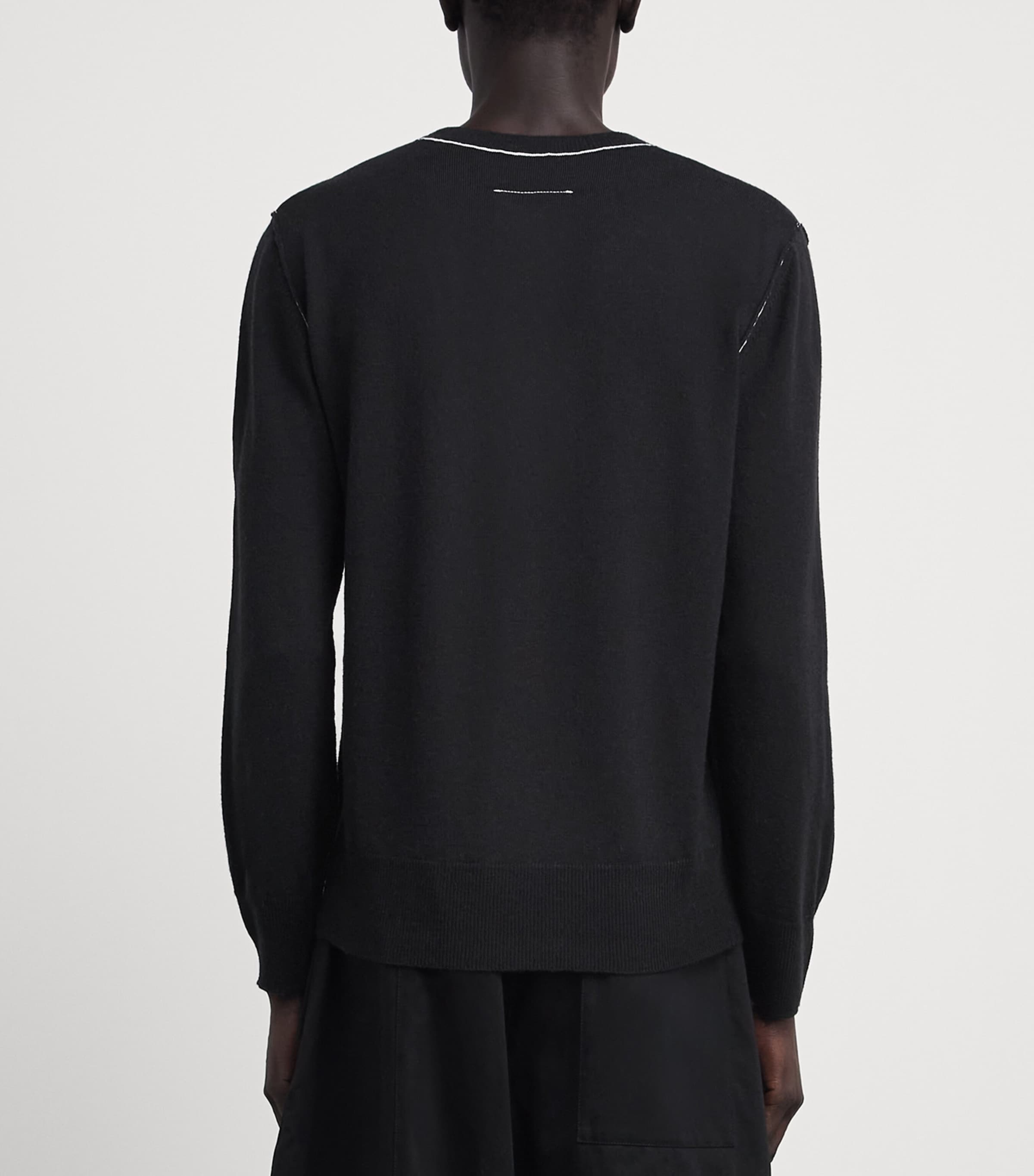 MM6 Maison Margiela Mens Virgin Wool-Blend Numeric Tab Sweater Black Image 5