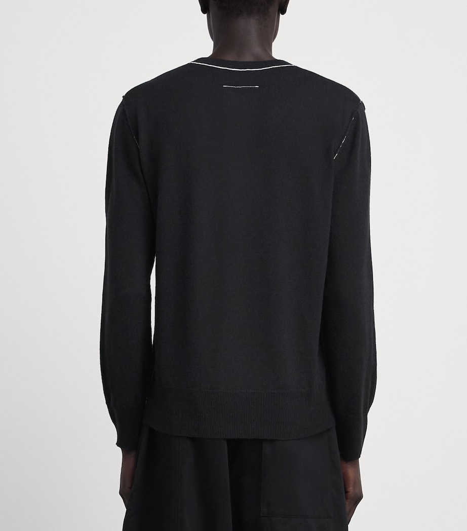 MM6 Maison Margiela Mens Virgin Wool-Blend Numeric Tab Sweater Black Image 5