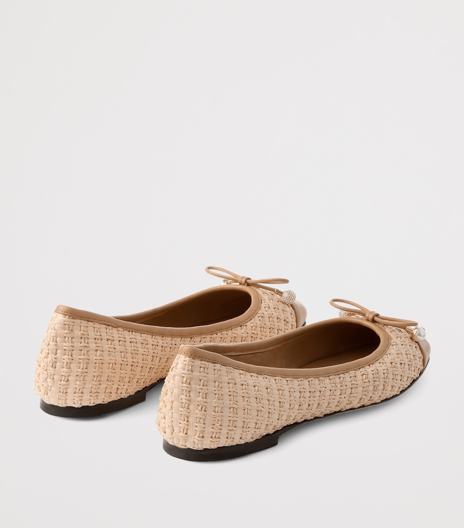 Elme Leather-Raffia Ballet Flats CAPPUCCINO/NATURAL Image 4