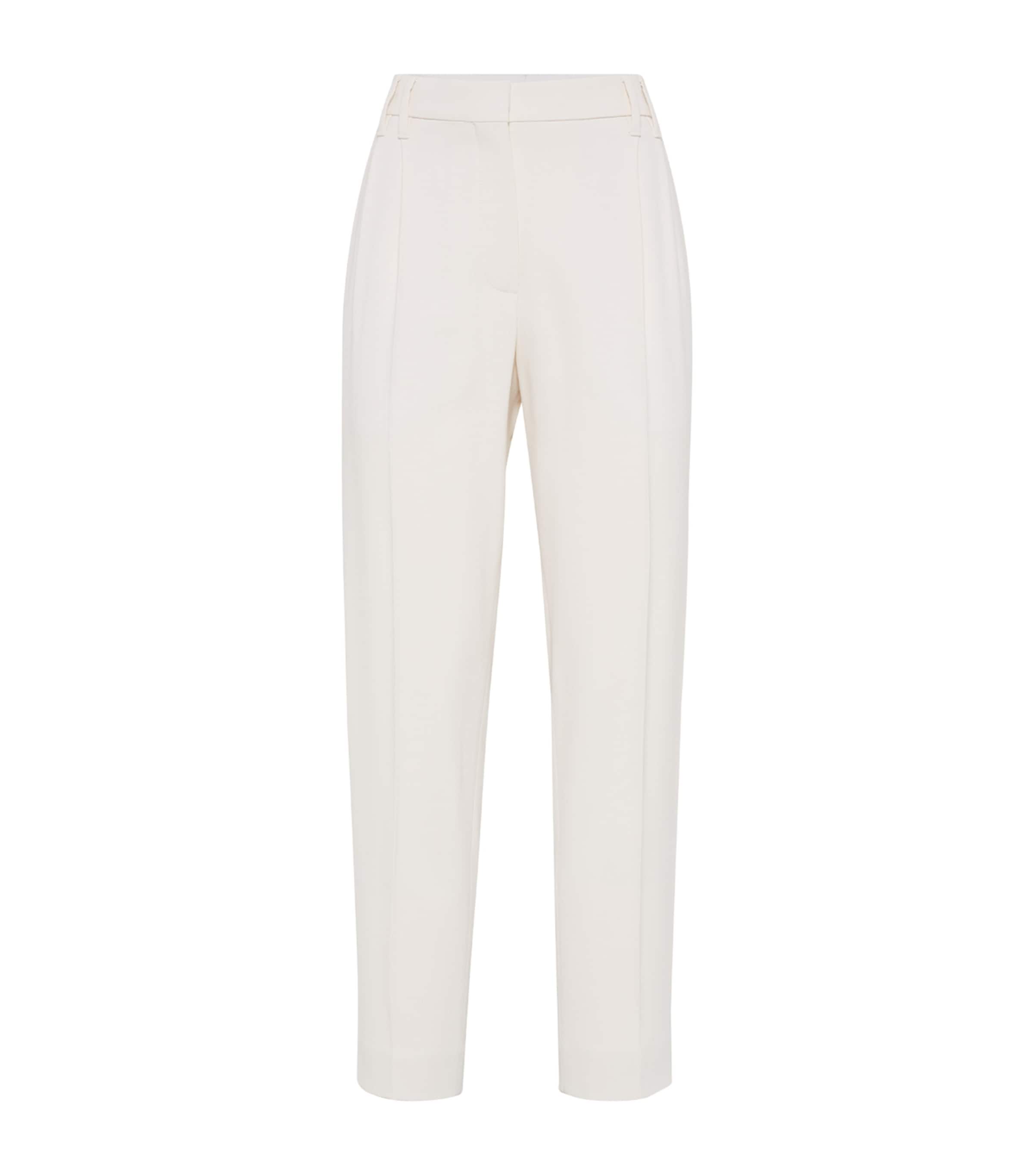 Brunello Cucinelli Comfort Viscose Couture Twill Slouchy Trousers In White