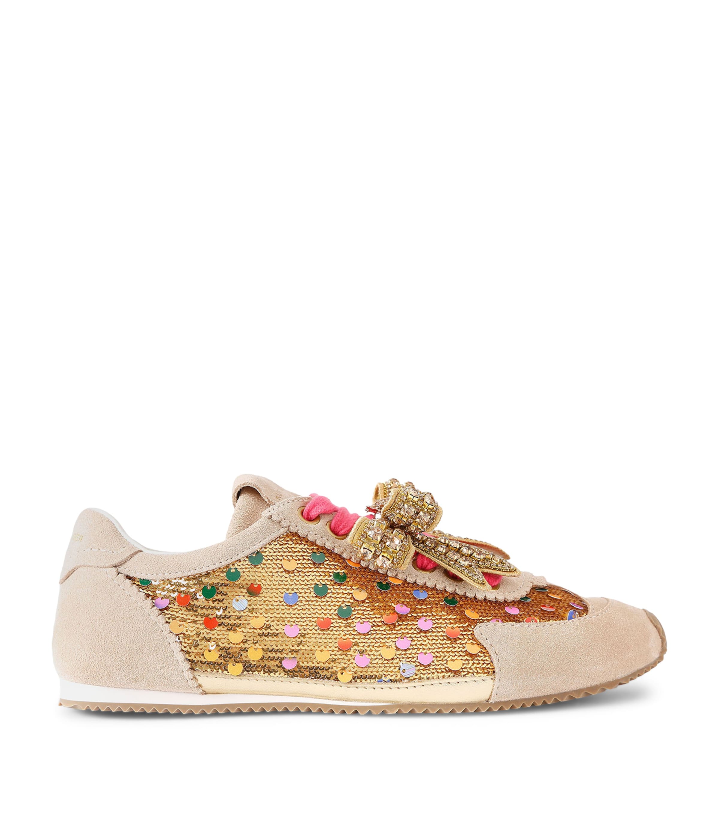 Kurt Geiger Suede Embellished Bow Islington Sneakers In Multi