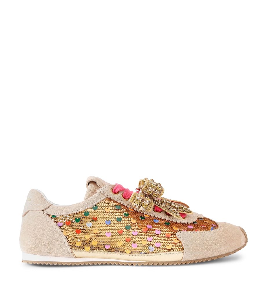 Suede Embellished Bow Islington Sneakers GOLD COMB Image 1