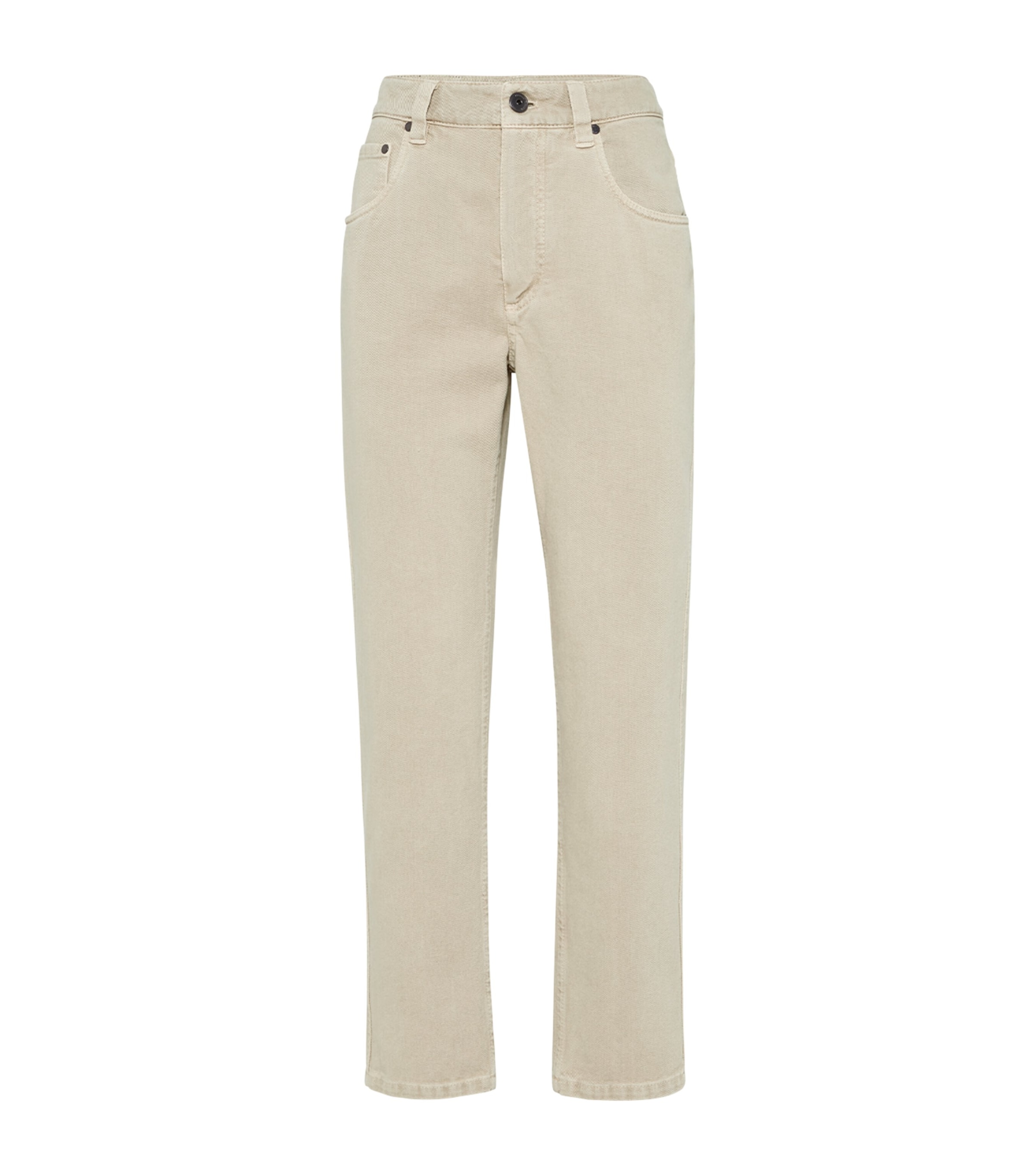 Brunello Cucinelli Monili-trim Garment-dye Jeans In Gray