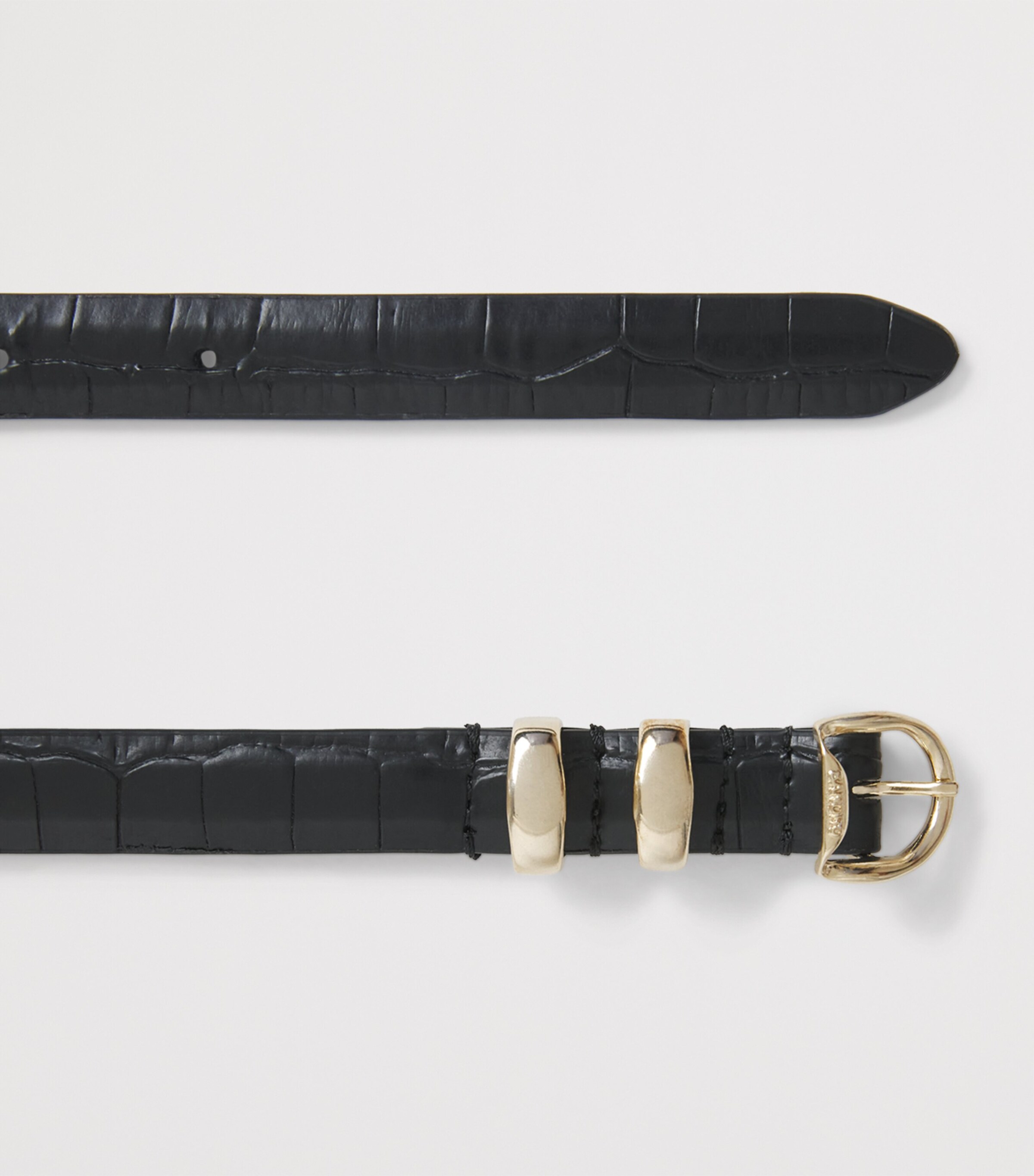 Sandro Paris Croc-Embossed Leather Buckle Belt Black Image 3