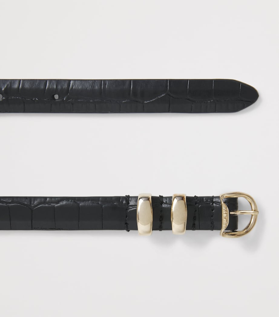 Sandro Paris Croc-Embossed Leather Buckle Belt Black Image 3