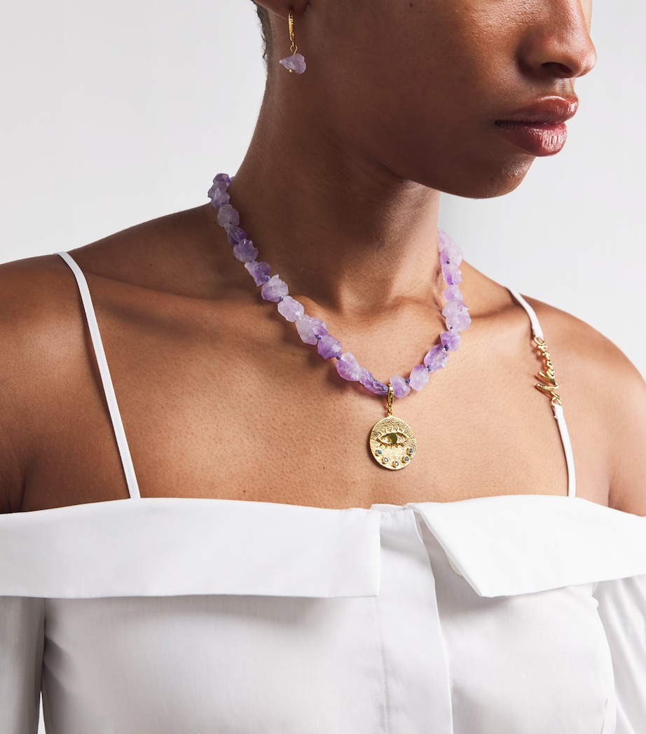 Hermina Athens Gold-Plated and Amethyst Kressida Necklace Amethyst Image 2