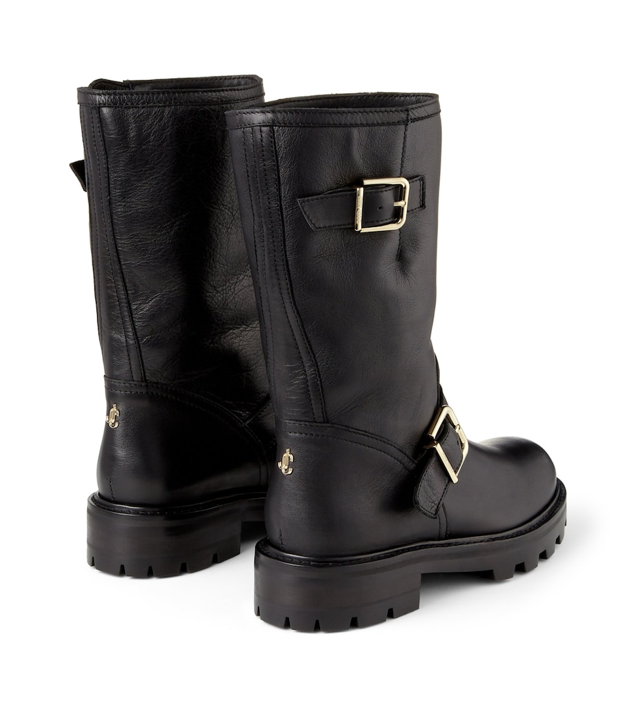 Leather Biker Boots BLACK Image 2