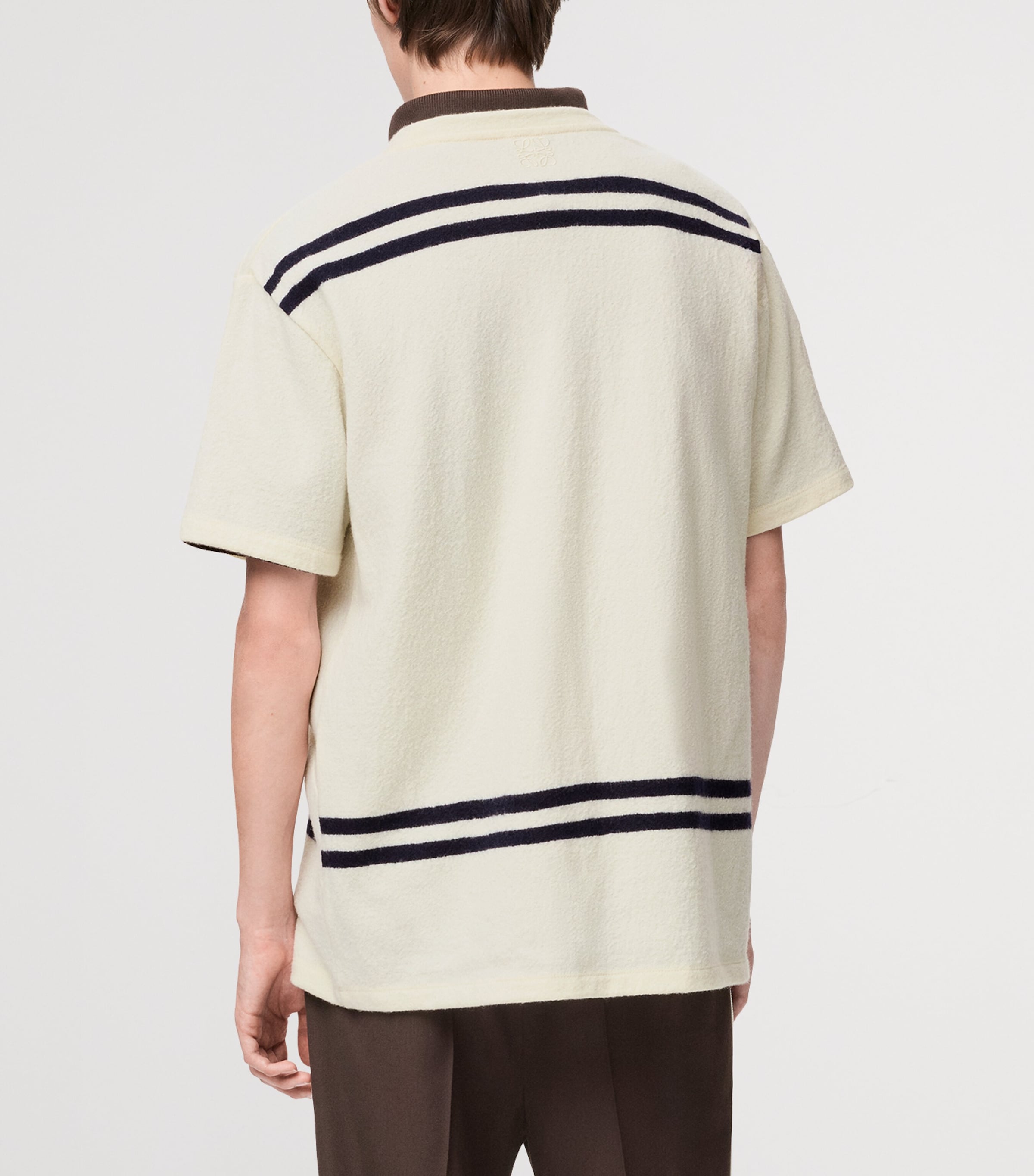 LOEWE Mens Wool-Blend Oversized T-Shirt White/dark Navy Image 4