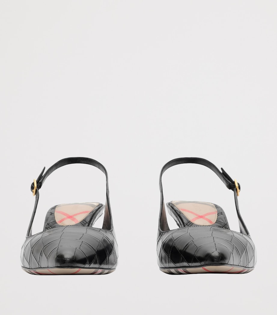Burberry Leather Croc-Embossed Dame Slingback Pumps 55 Black Image 2