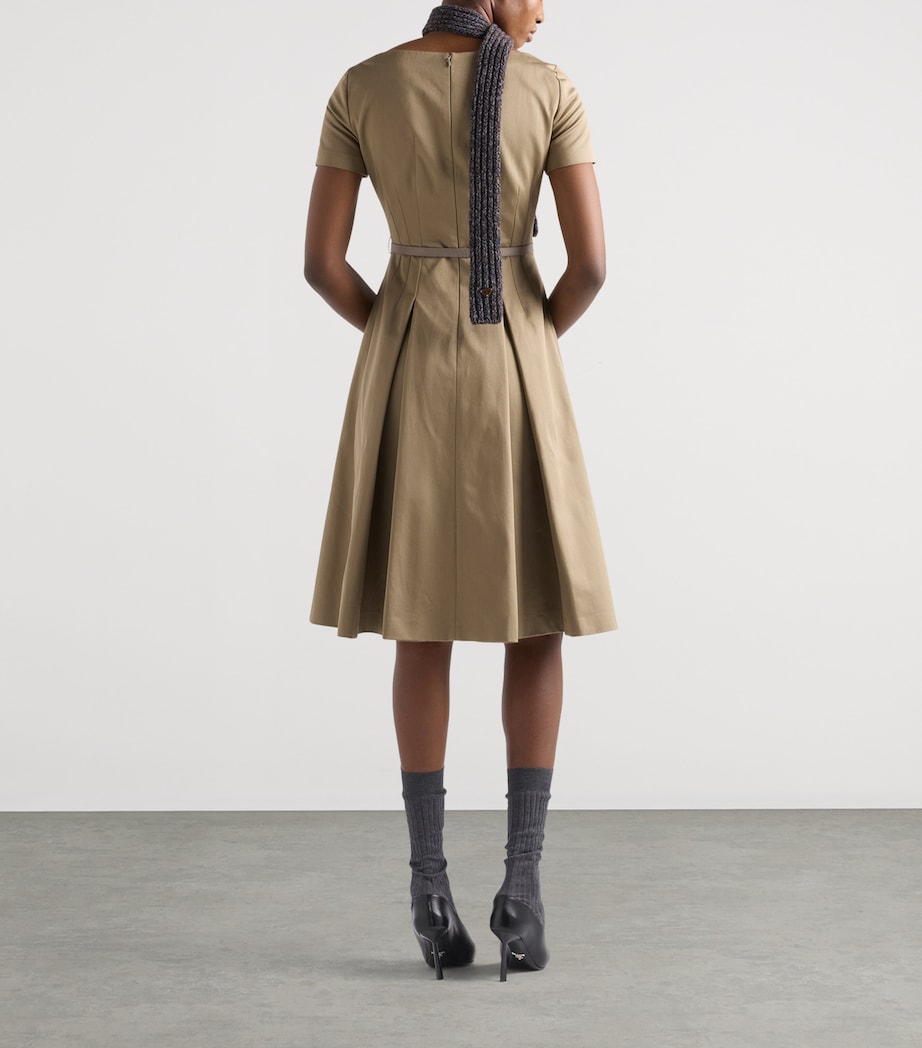 Prada Womens Cotton Belted Mini Dress Grey Image 5