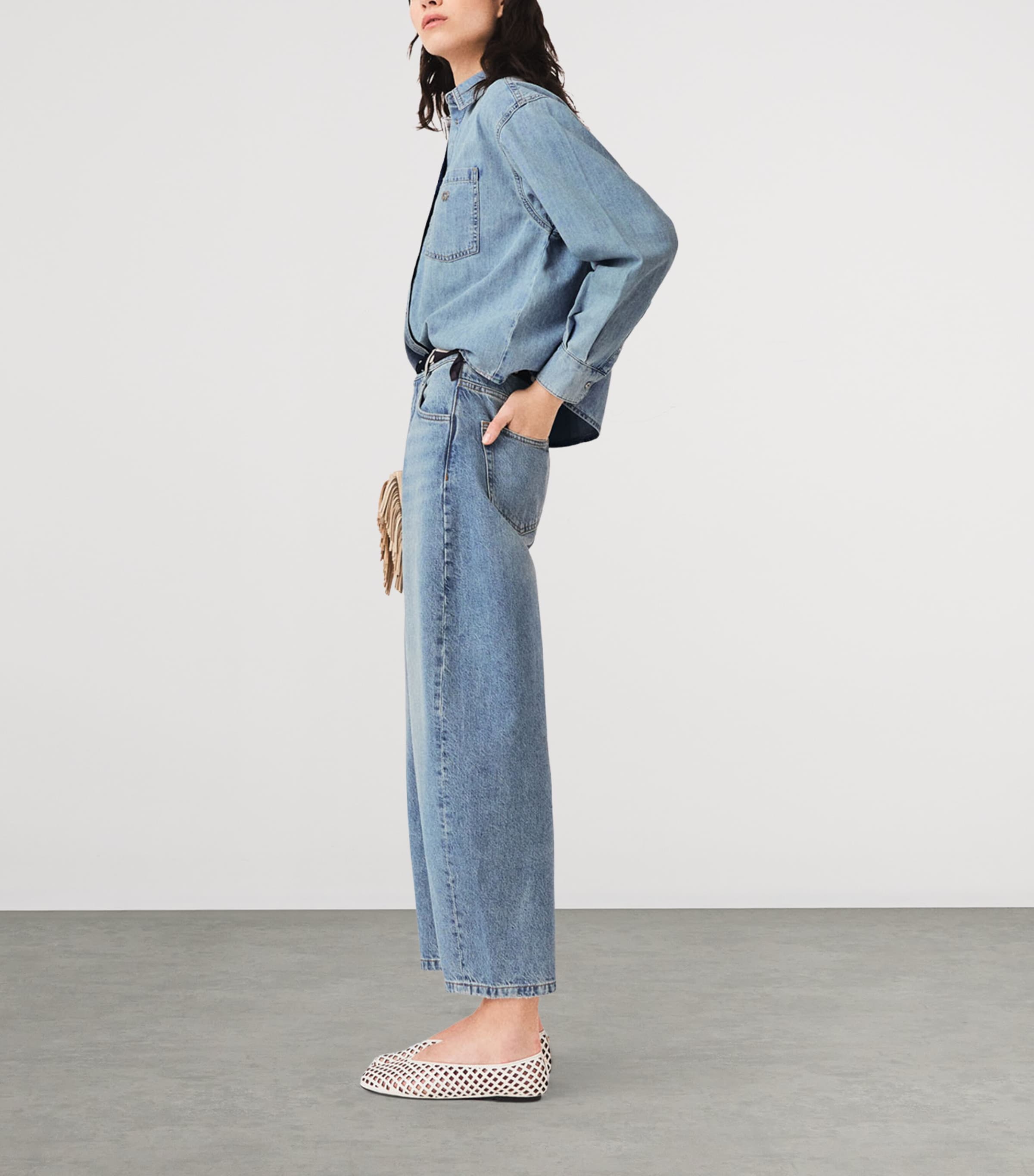 Maje Womens Denim Logo Shirt Blue Image 3