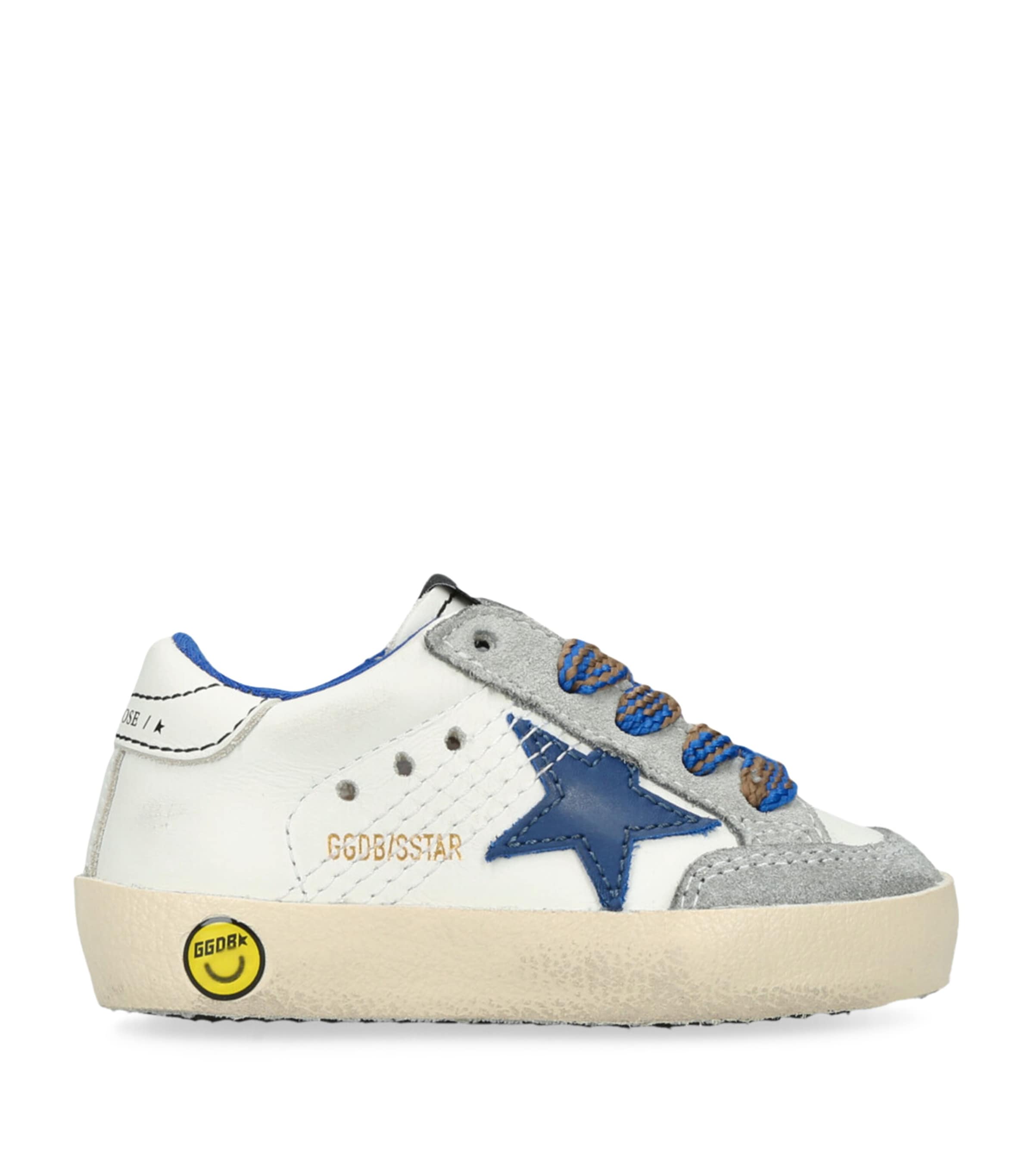 Golden Goose Super-star Sneaker In Blue Leather And Ice Suede In White