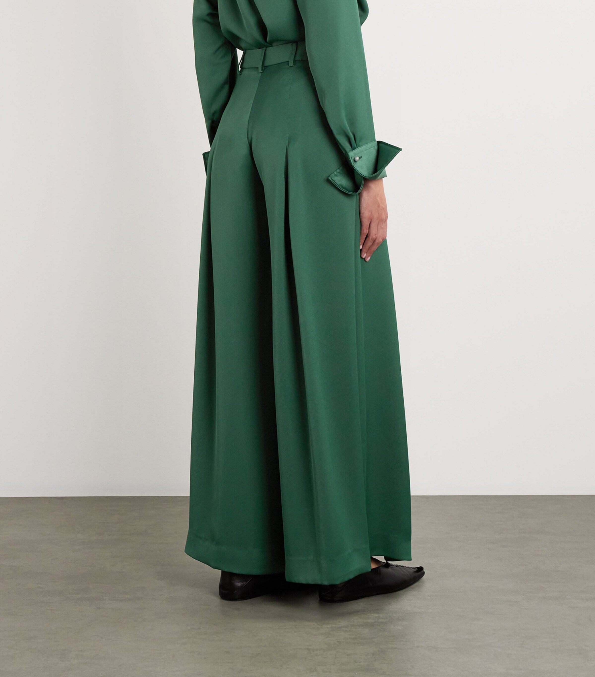 Palmer//Harding Womens Wool-Blend Honesty Opens Trousers Green Satin Image 4