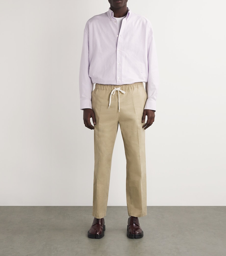 Studio Nicholson Mens Cotton Striped Ruskin Oxford Shirt Lilac Stripe Image 2
