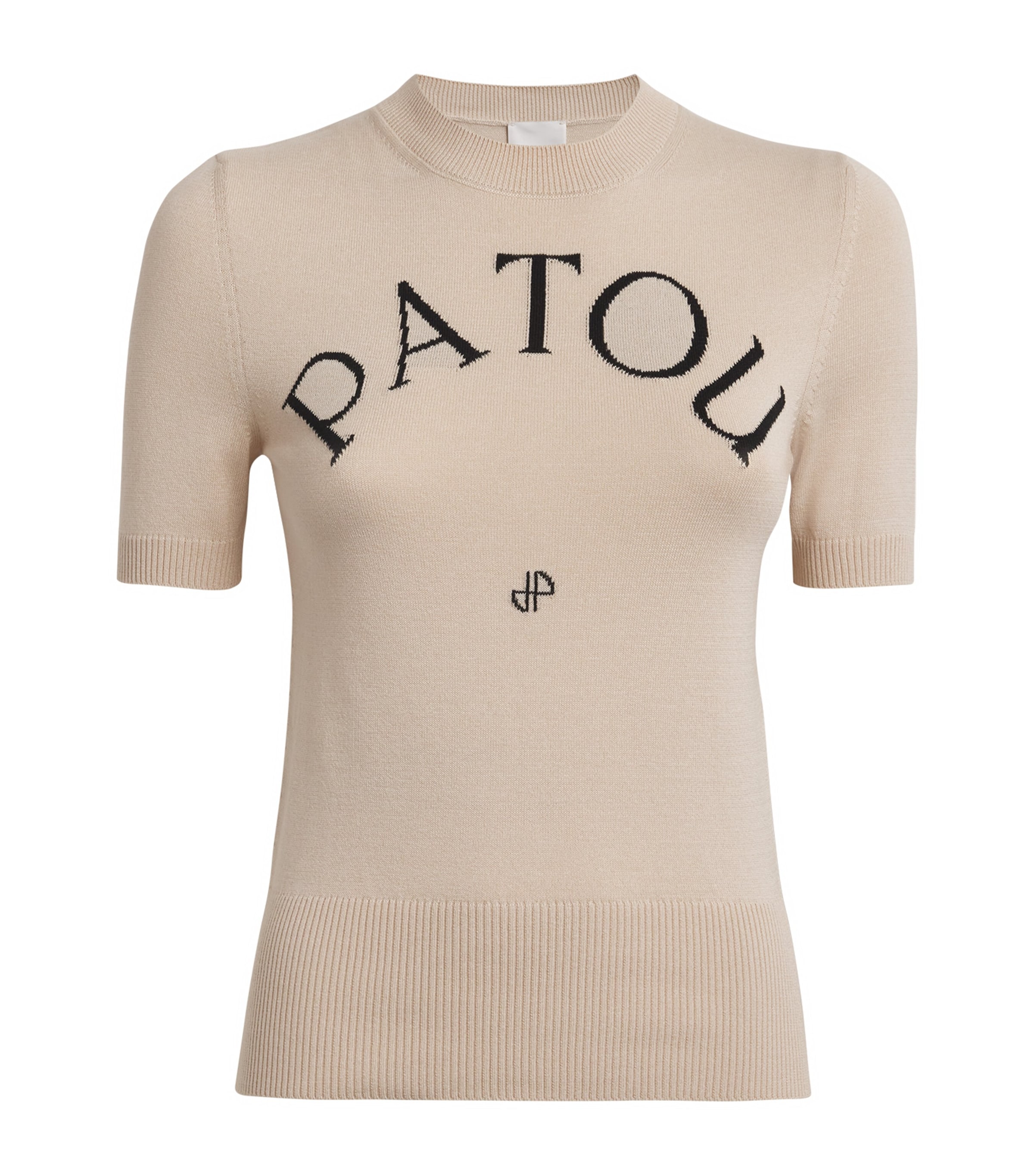 Patou Logo Knitted T-shirt In Beige