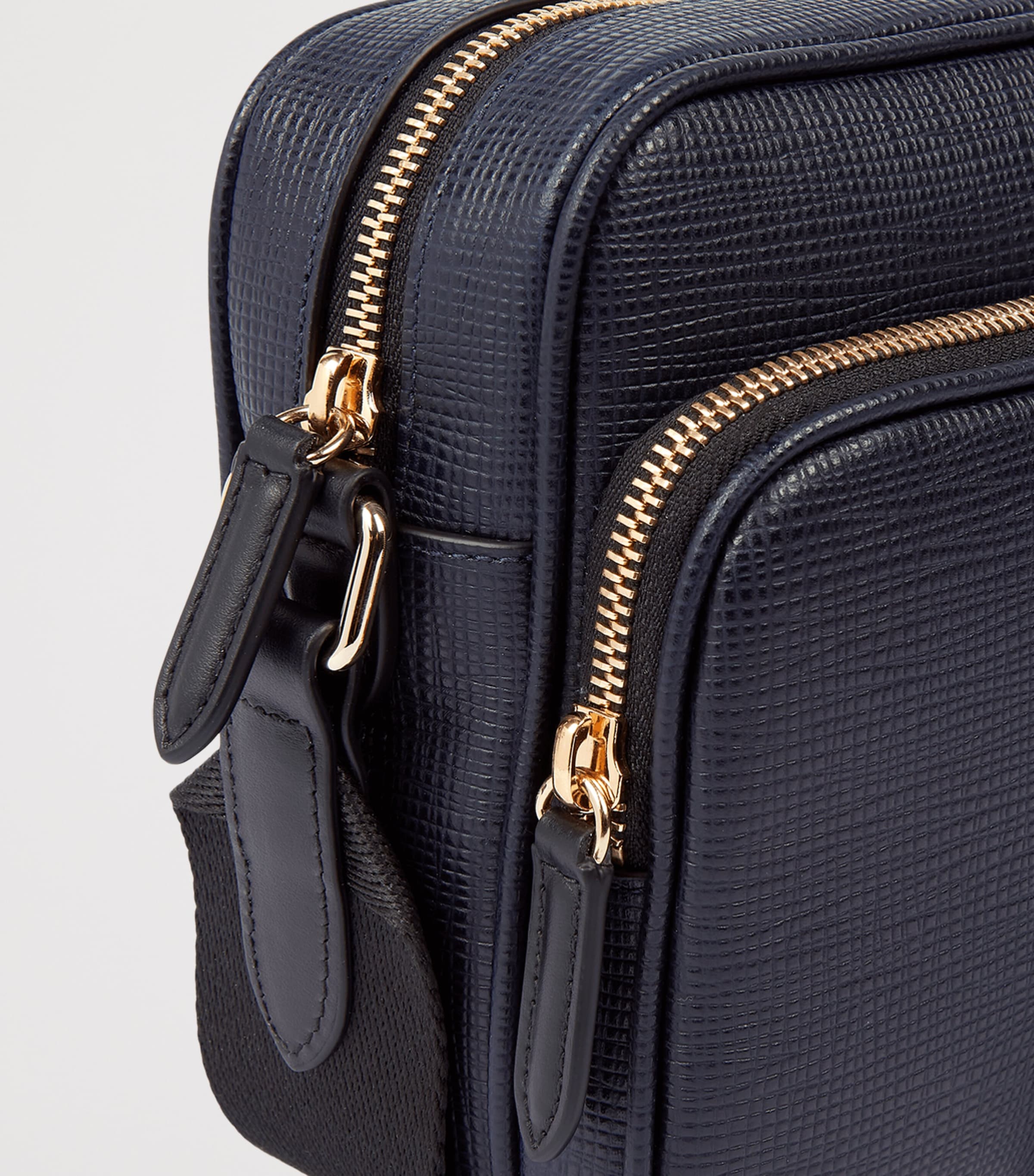 Smythson Leather Panama Cross-Body Bag Navy Image 4