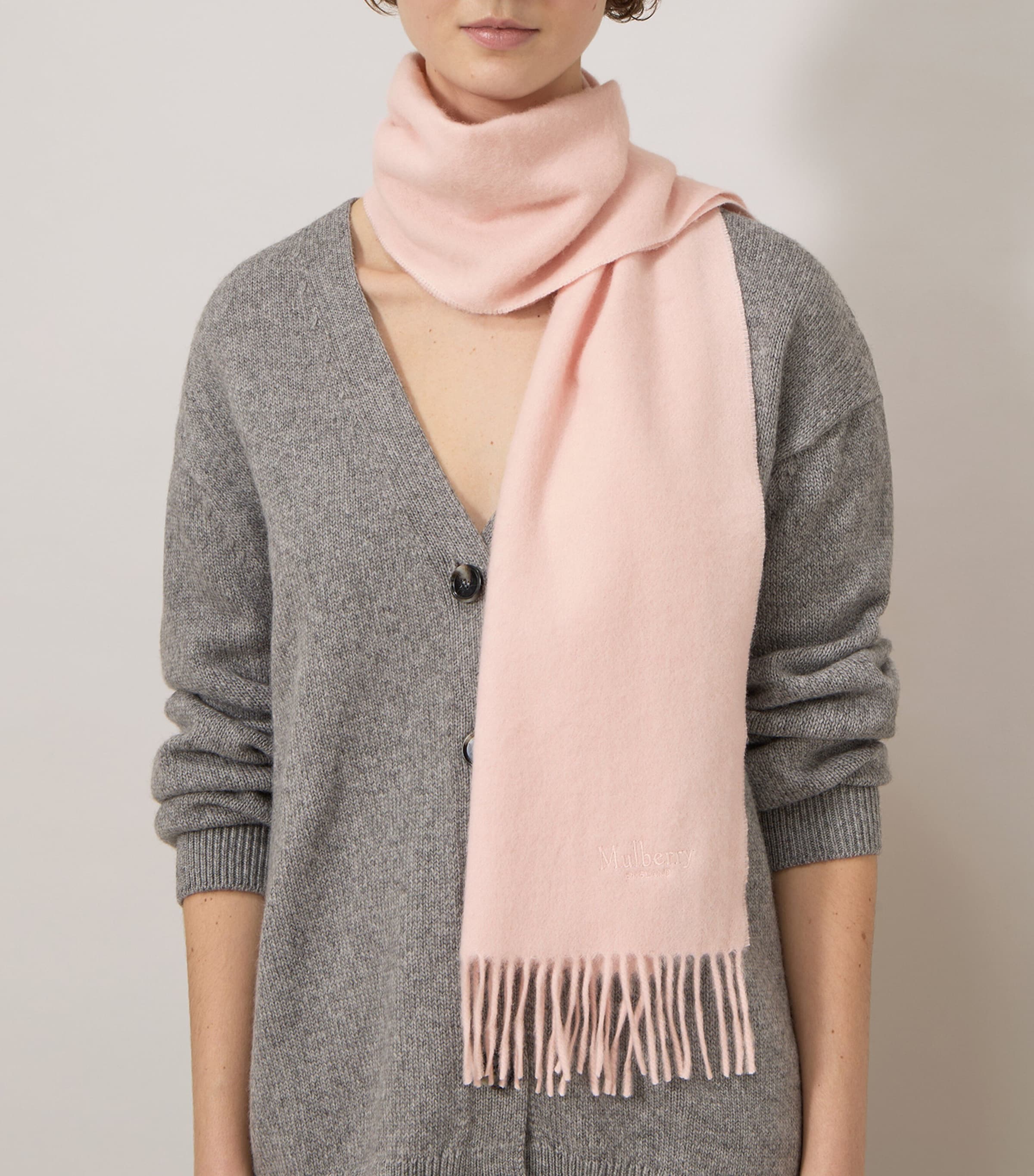 Mulberry Womens Cashmere Scarf Blossom Pink Image 2
