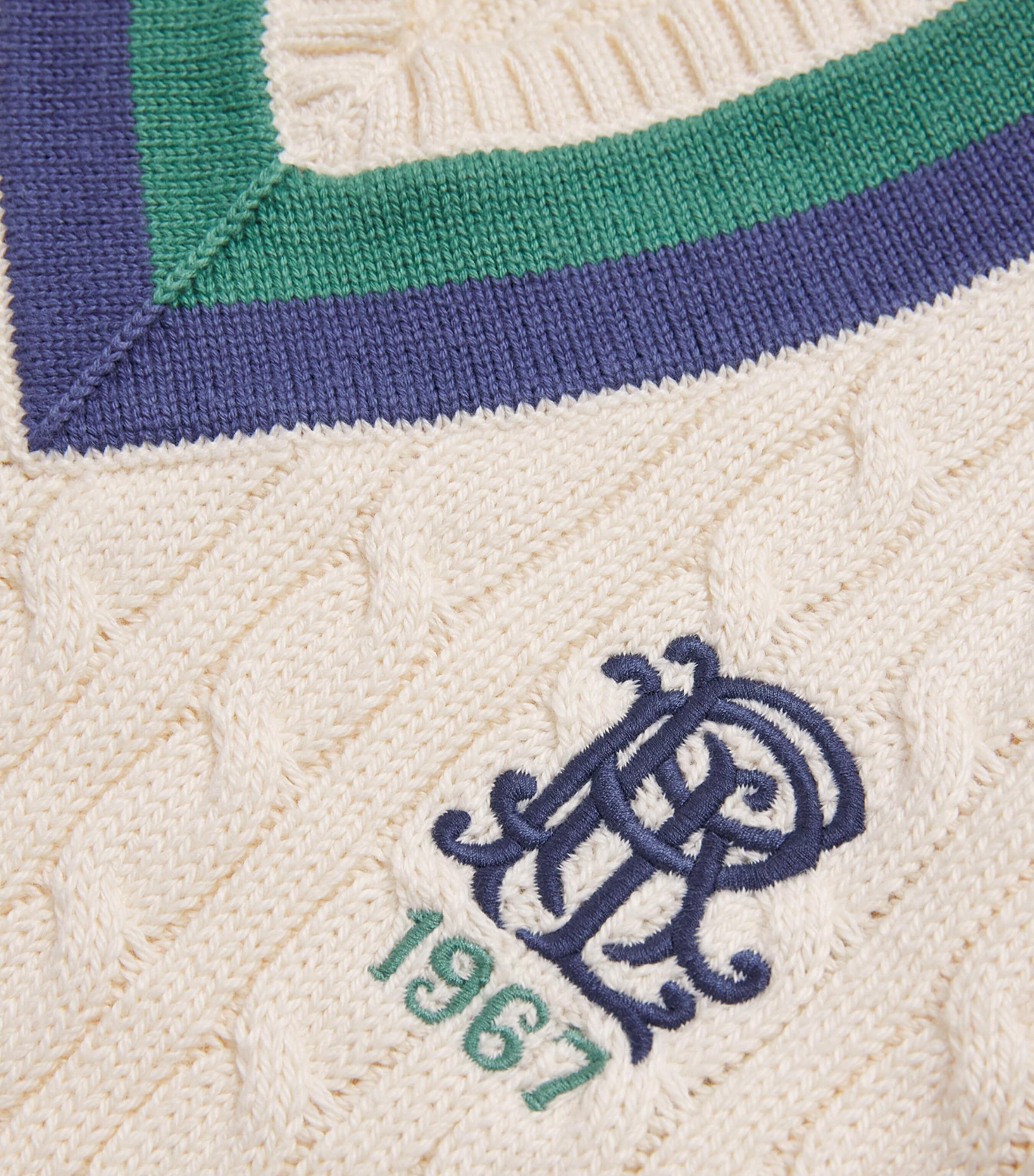 Ralph Lauren Kids Cotton Cable-Knit Sweater (2-7 Years) Crm/blue/frwy Green Image 3