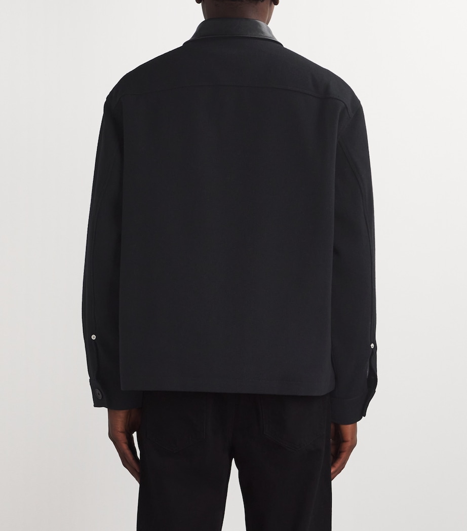 Wool-Blend Leather-Collar Jacket BLACK Image 4