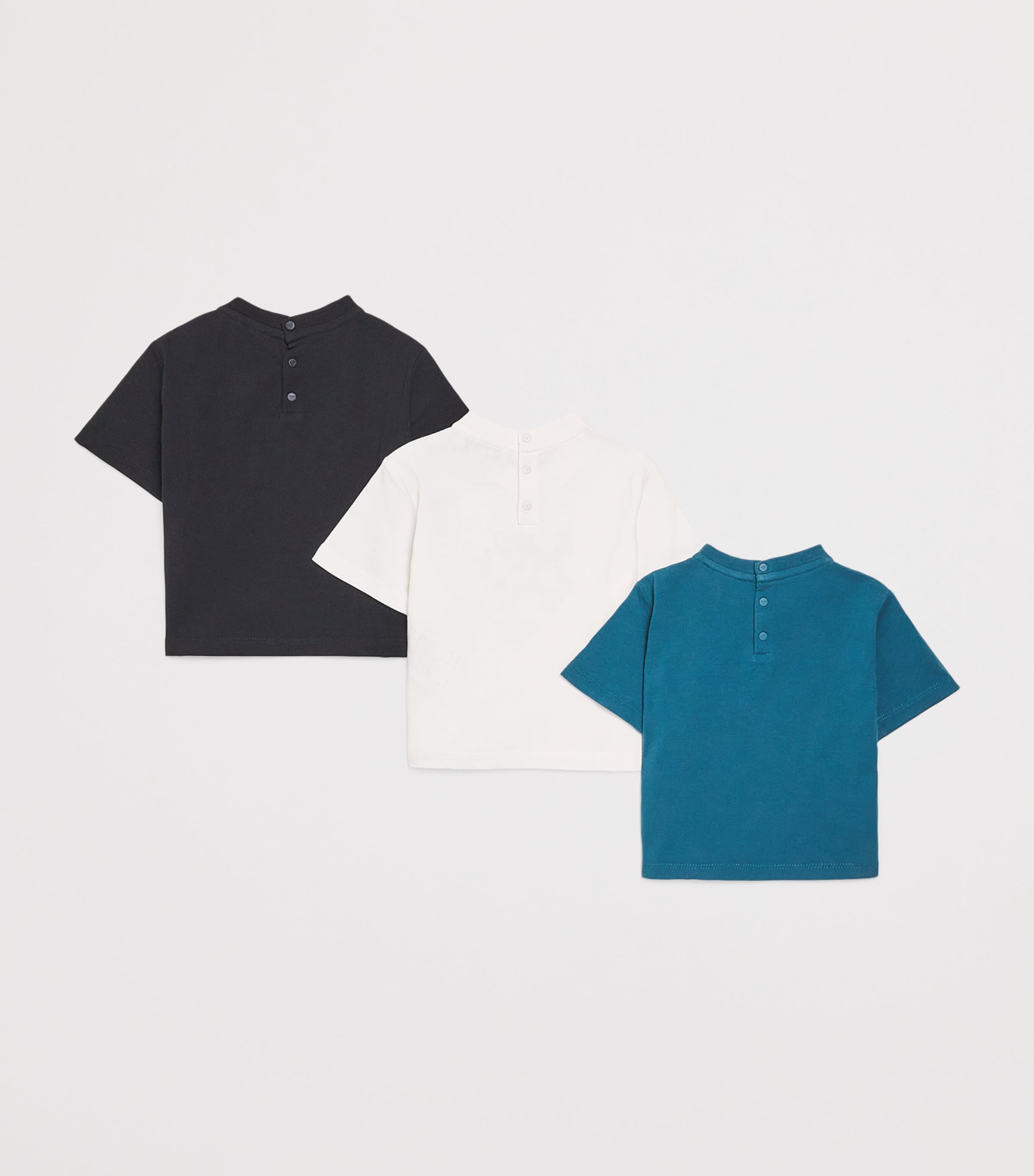 Pack of 3 Cotton Logo T-Shirts (6-36 Months) UB118 BLUE NAVY/ OFF Image 2