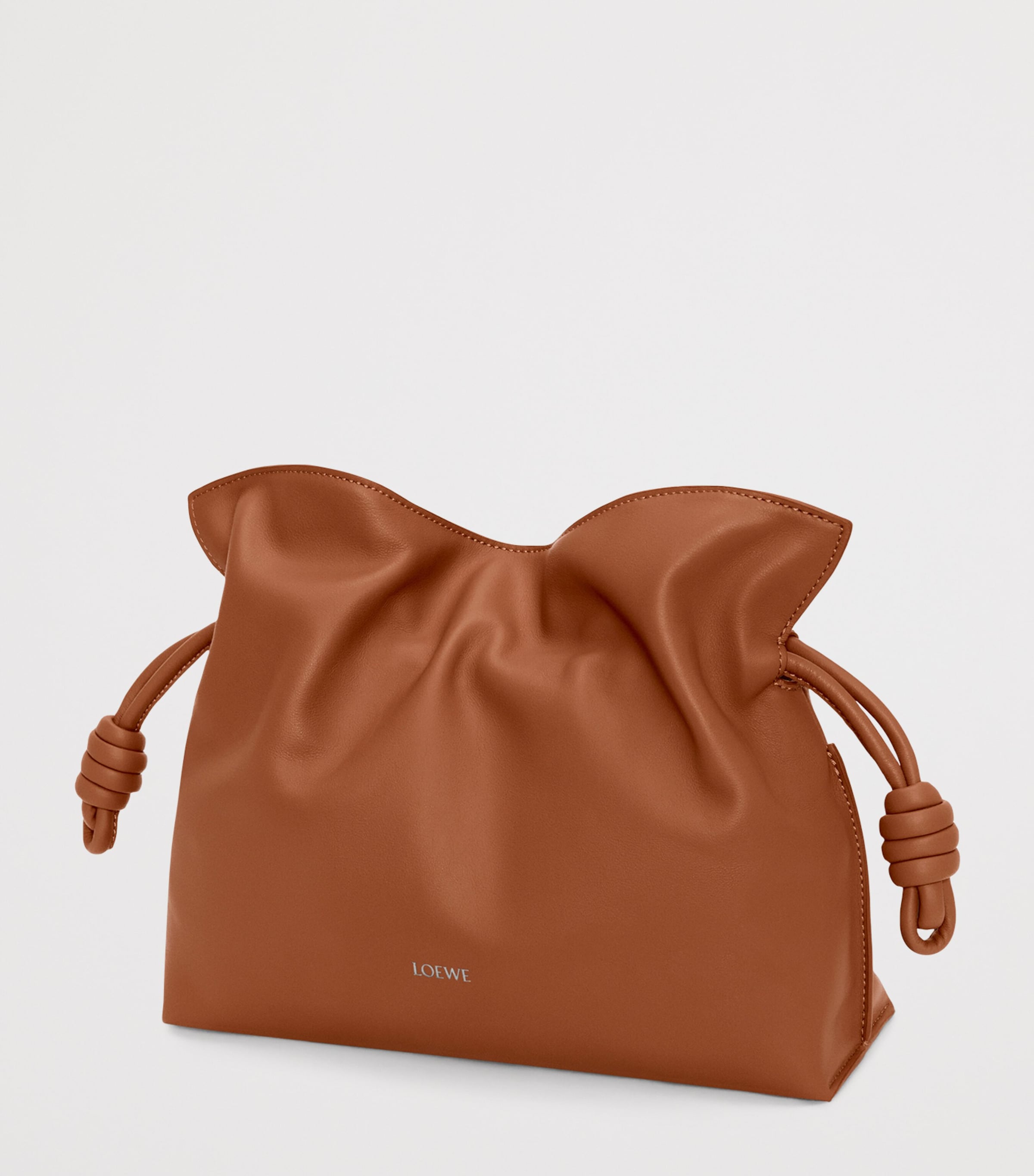 Medium Leather Flamenco Clutch Bag SQUIRREL Image 2