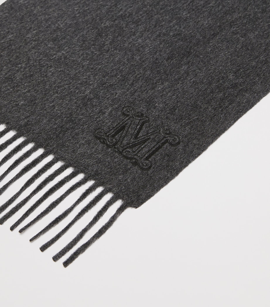 Max Mara Cashmere Monogram Scarf Dark Grey Image 2