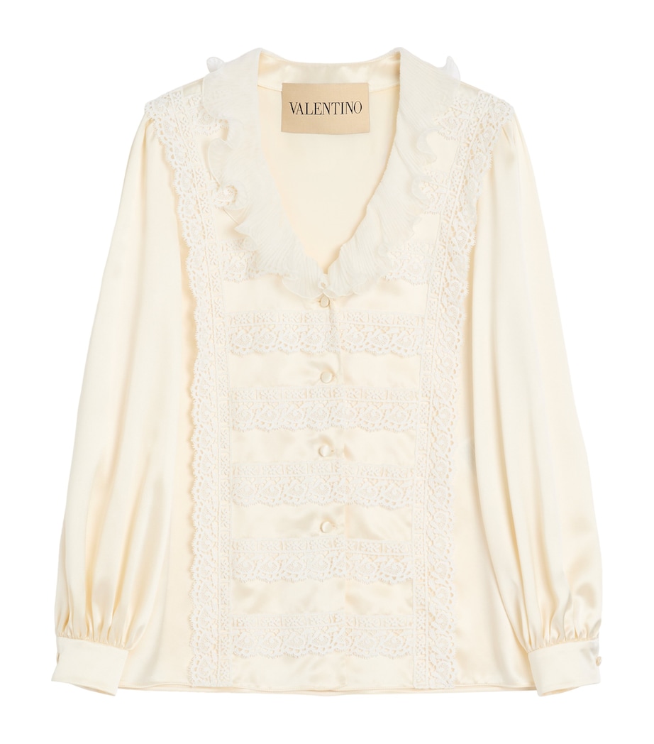 Valentino Womens Silk Lace-Trim Blouse Image 1