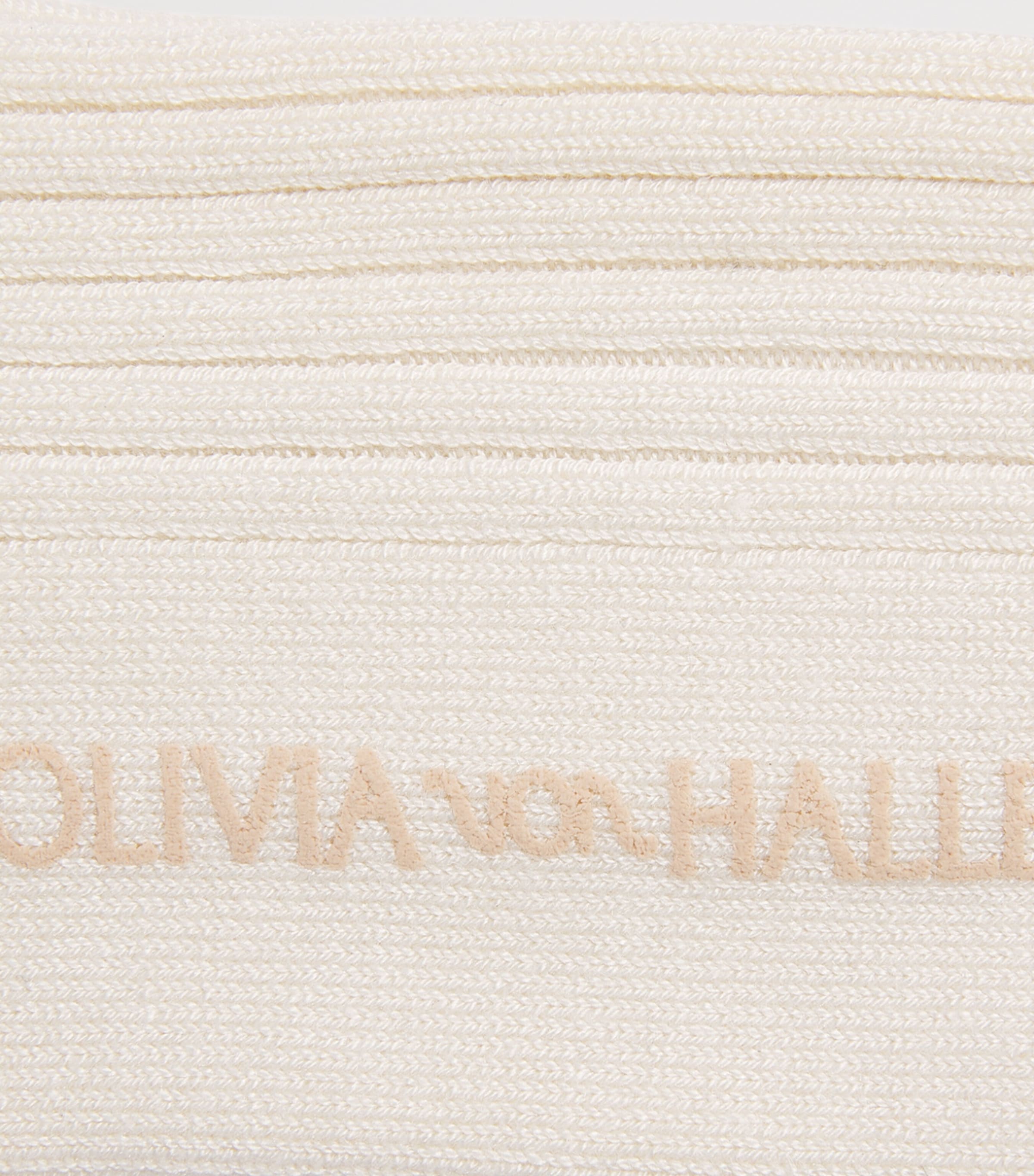 Olivia von Halle Womens Silk-Cashmere-Blend Spencer Socks Chalk Image 2