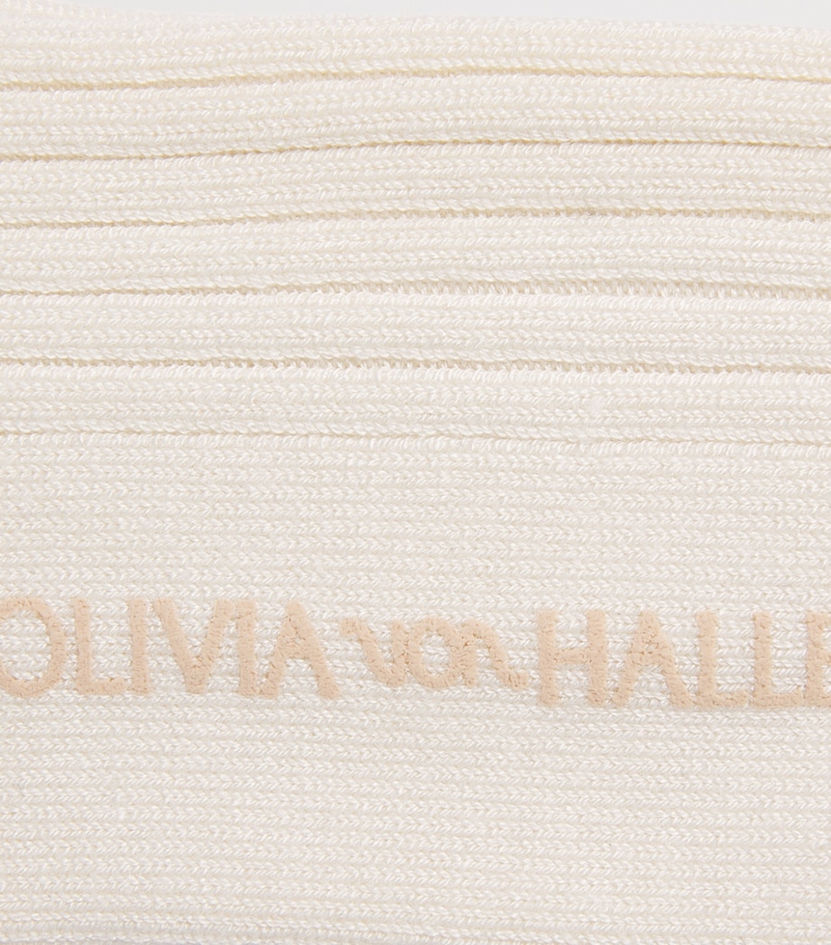 Olivia von Halle Womens Silk-Cashmere-Blend Spencer Socks Chalk Image 2