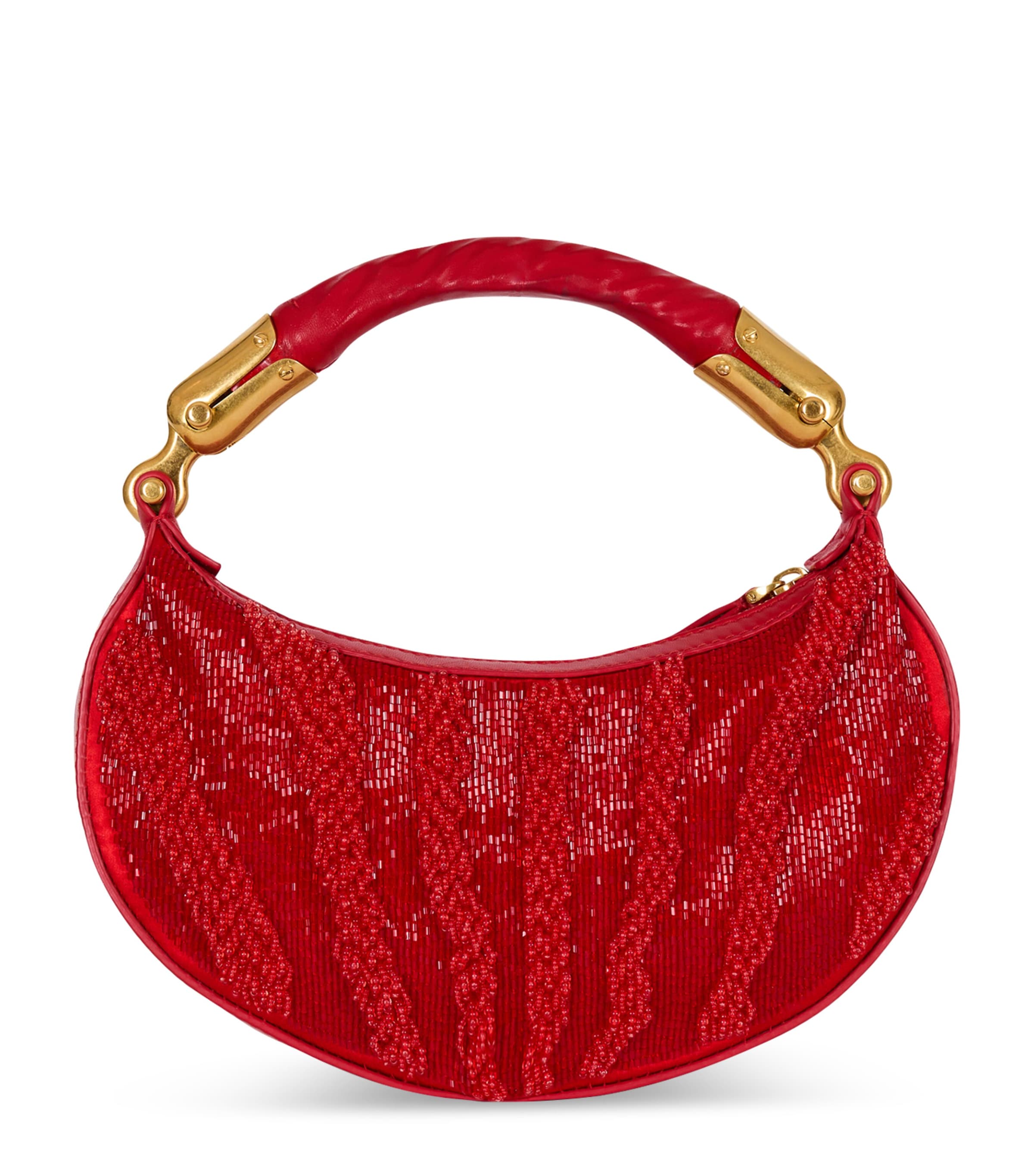 Balmain Mini Zebra-print Ebene Top-handle Bag In Red
